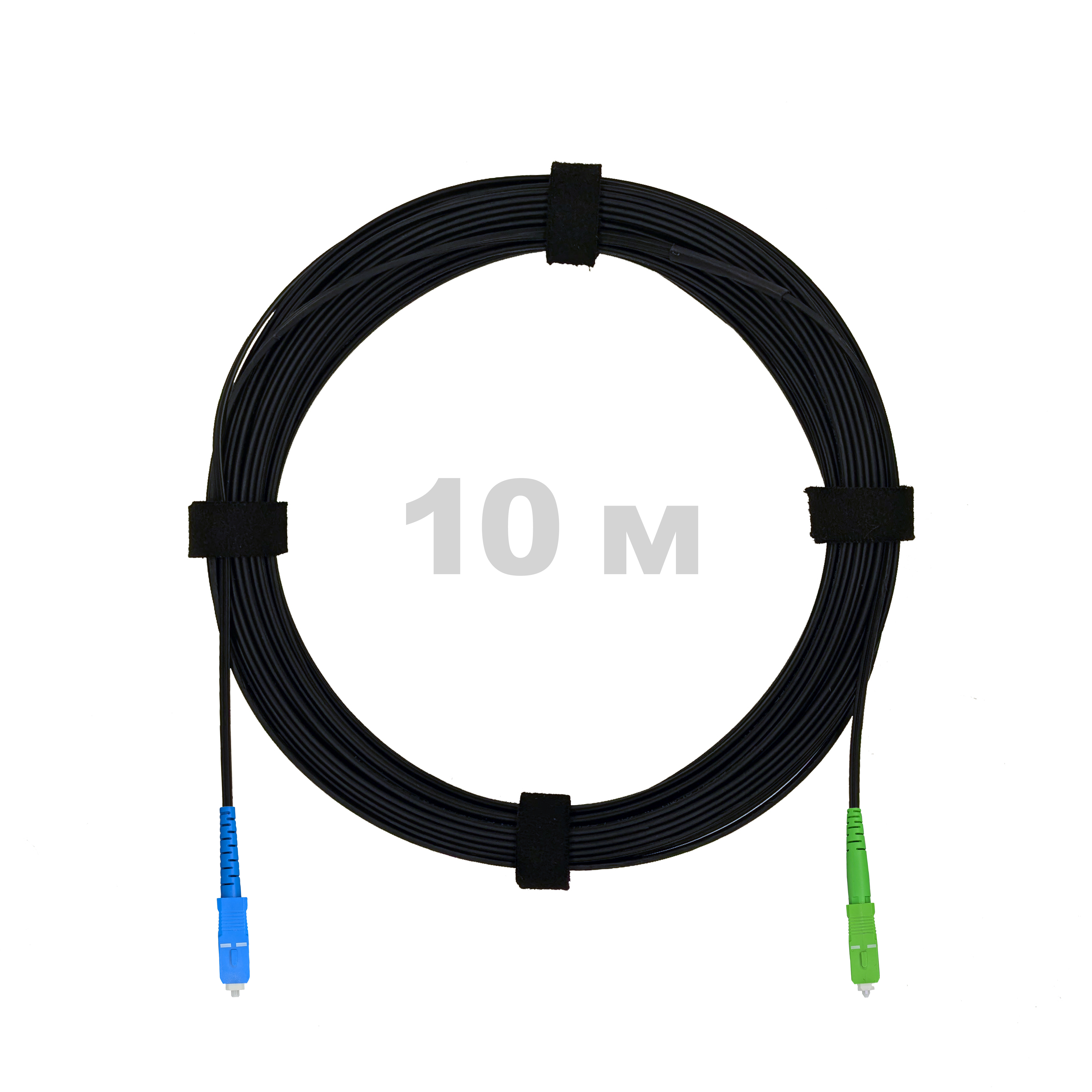 Патч-корд оптический FTTH с выносным силовым элементом, диэлектрик FRP, G.657, LSZH, SC/APC-SC/UPC, чёрный, 10 м