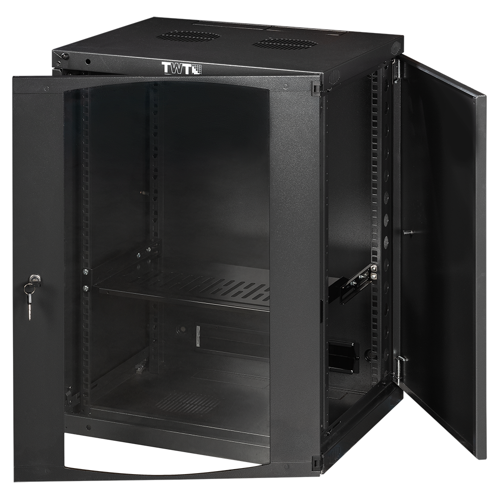 Шкаф настенный Next, 15U 550x450, стеклянная дверь, черный__