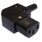 Вилка IEC 60320 C13, 10A, 250V, угловая, разборная, черная