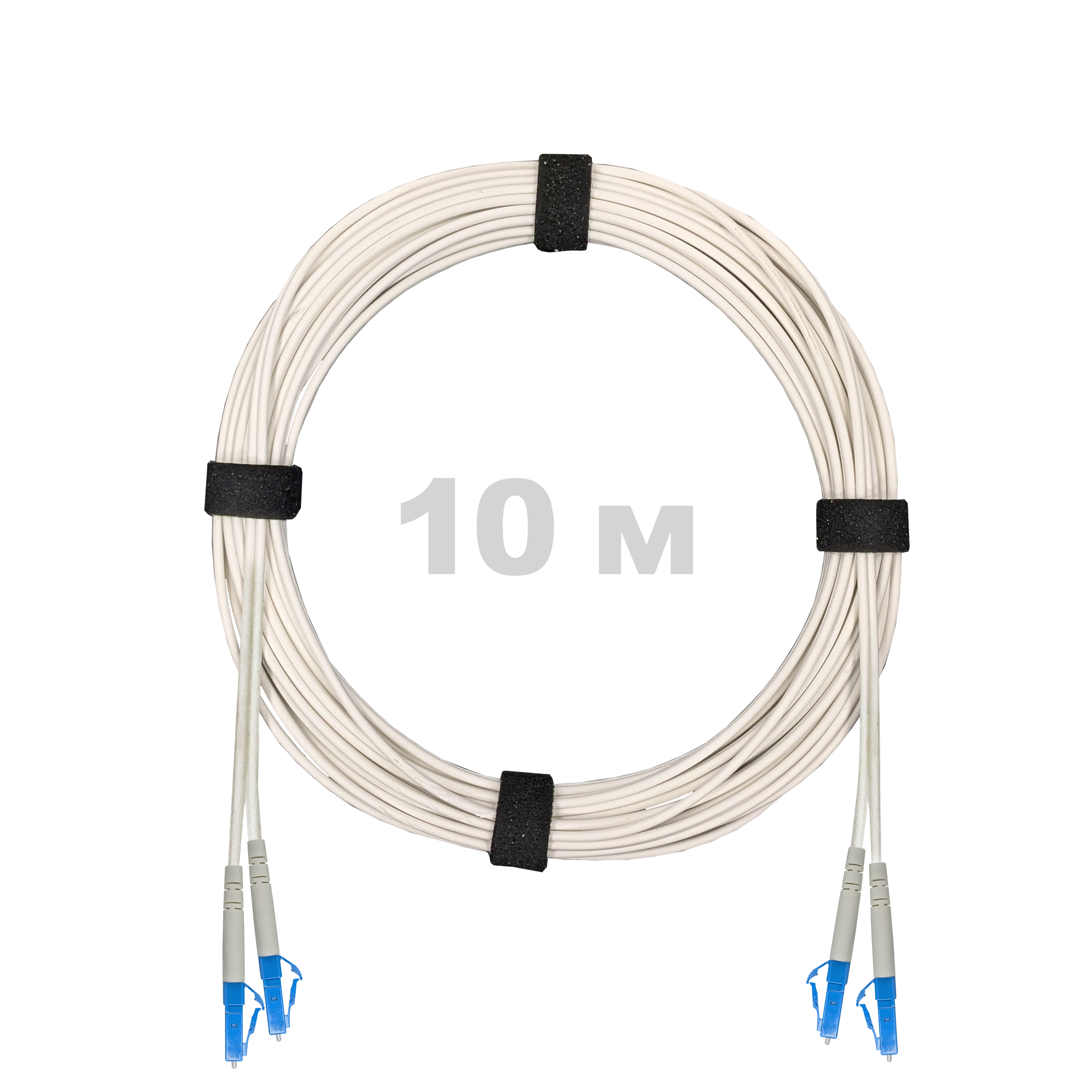Патч-корд оптический армированный бронированный LC/UPC-LC/UPC SM (G.657A1) Duplex 2.0mm LSZH, ,белый, 10 м.