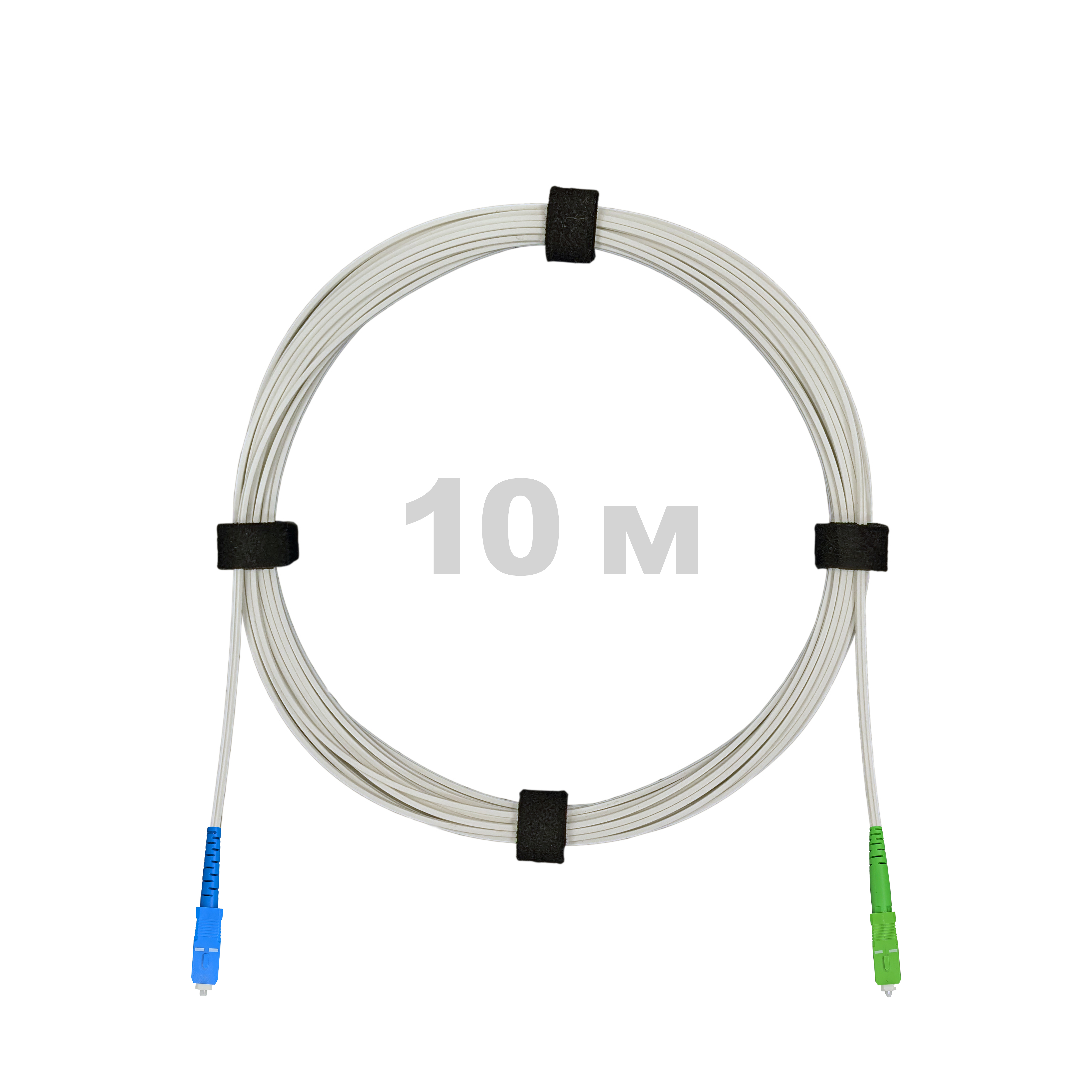 Патч-корд оптический FTTH, диэлектрик FRP, G.657, LSZH, SC/APC-SC/UPC, белый 10 м