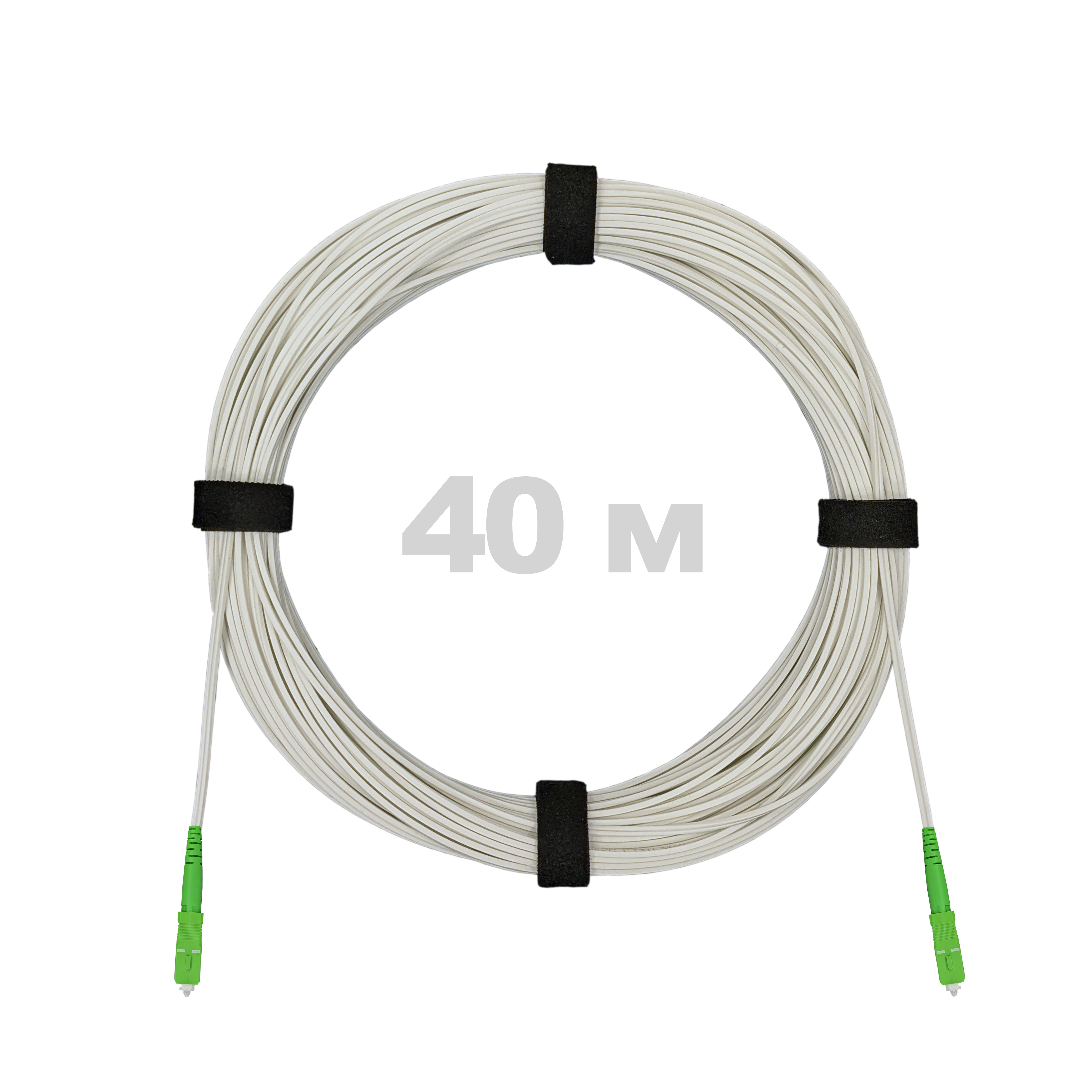 Патч-корд оптический FTTH, диэлектрик FRP, G.657, LSZH, SC/APC-SC/APC, белый 40 м