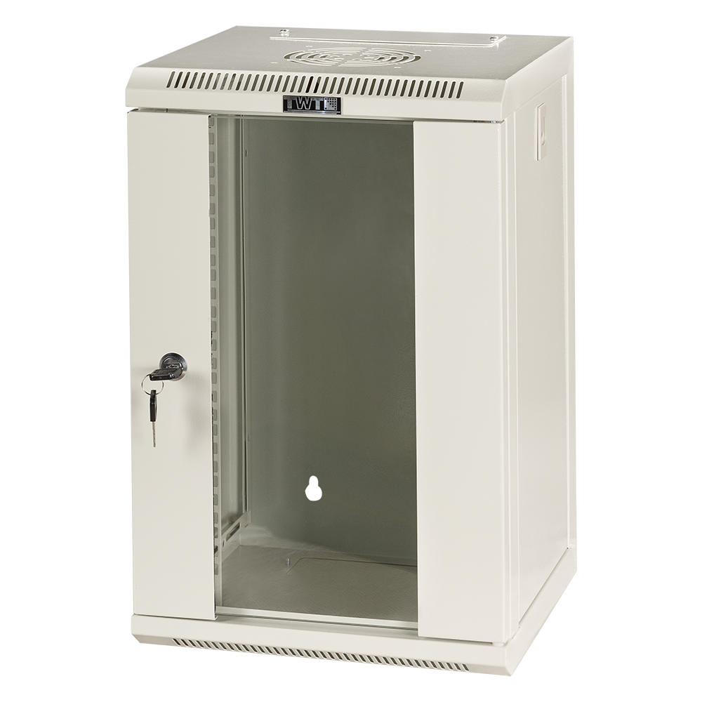 Шкаф настенный 10", 6U 312x300, стеклянная дверь, серый, установочный размер 236 мм