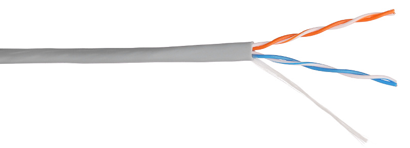 Кабель TWT-5EUTP2-GY UTP сетевой, 2 витые пары, Кат. 5е, серый, 305м в кат. TWT-5EUTP2PR-GY