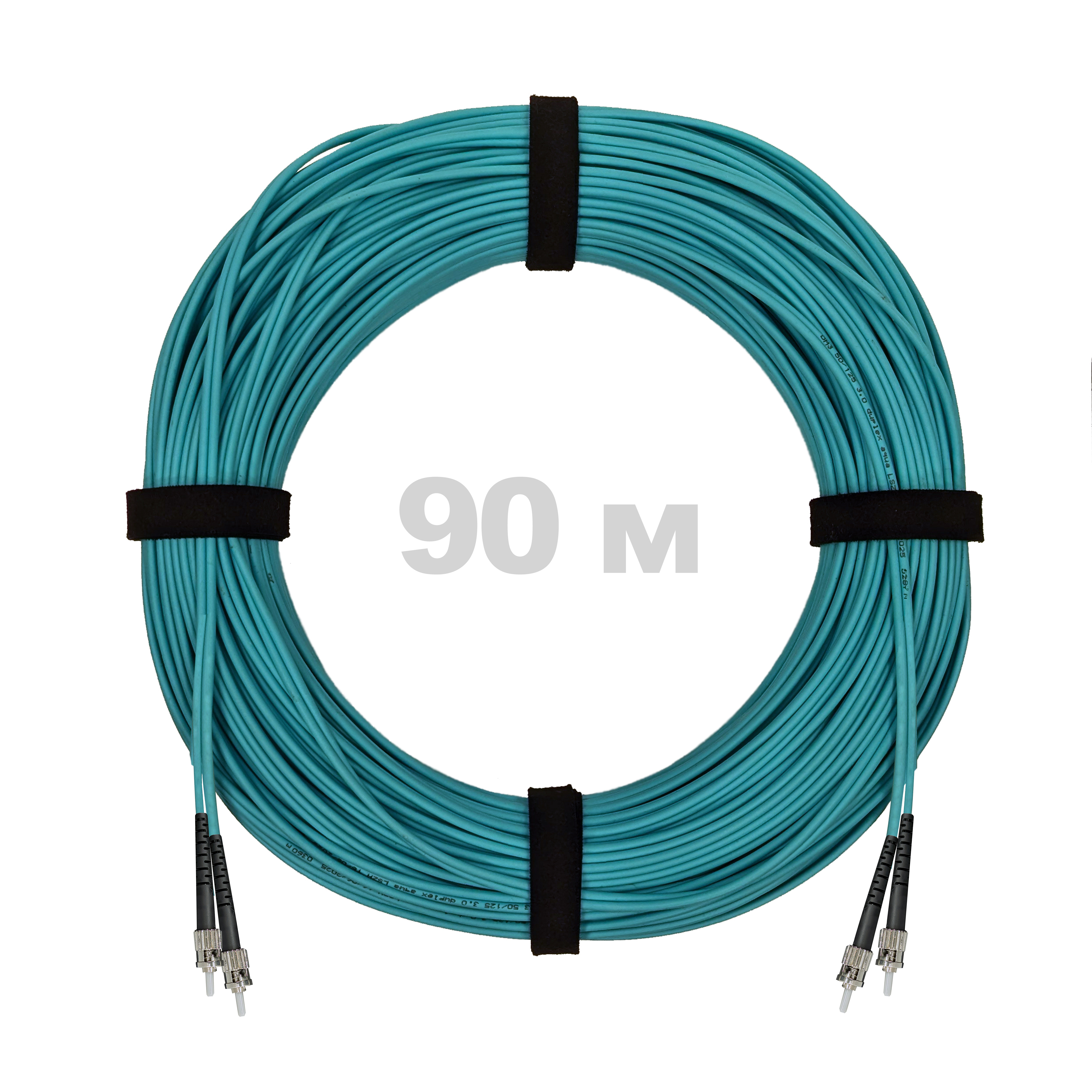 Патч-корд оптический ST/PC-ST/PC MM (OM3) 2mm duplex LSZH,  90 м.