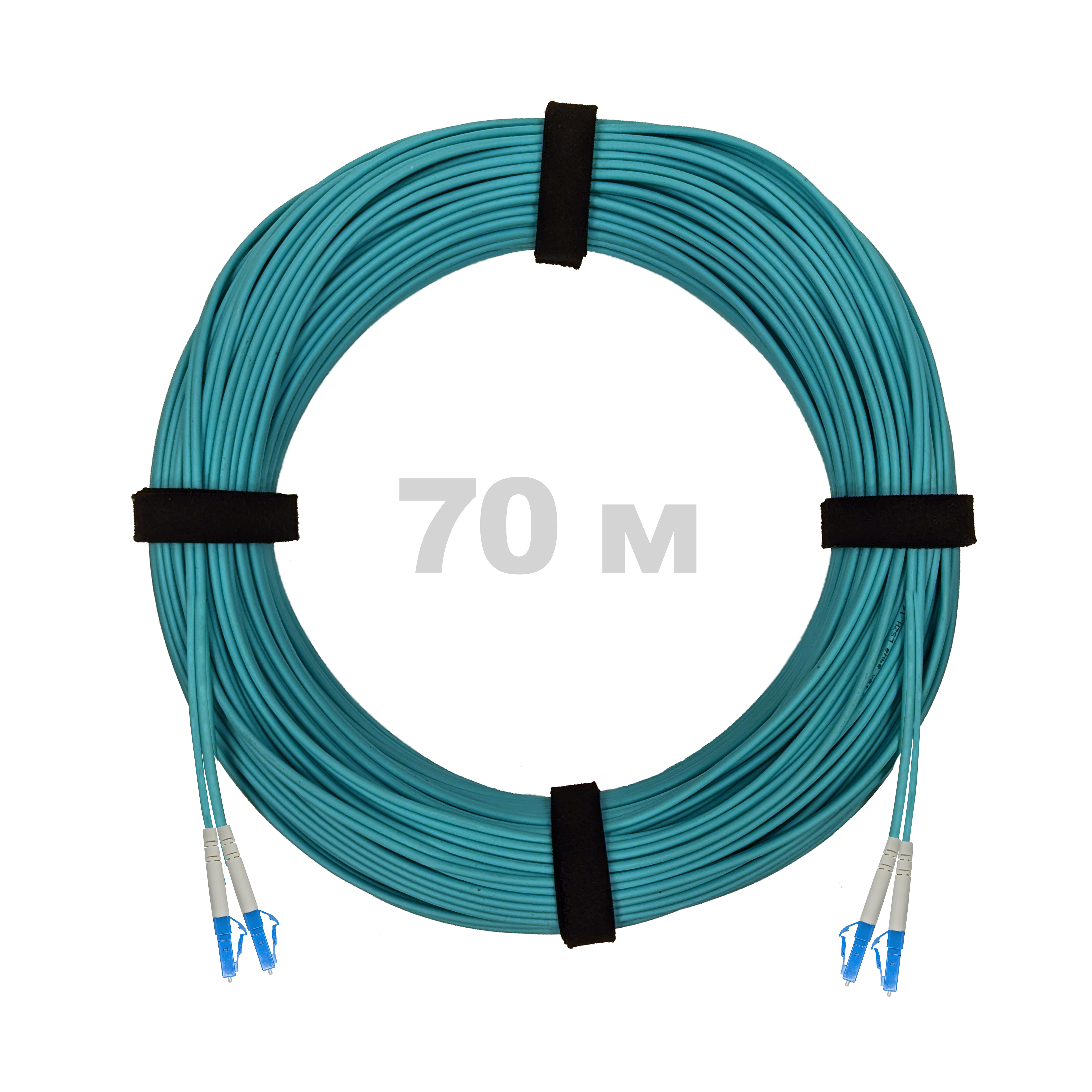 Патч-корд оптический LC/UPC-LC/UPC MM (OM3) 2mm duplex LSZH,  70 м.