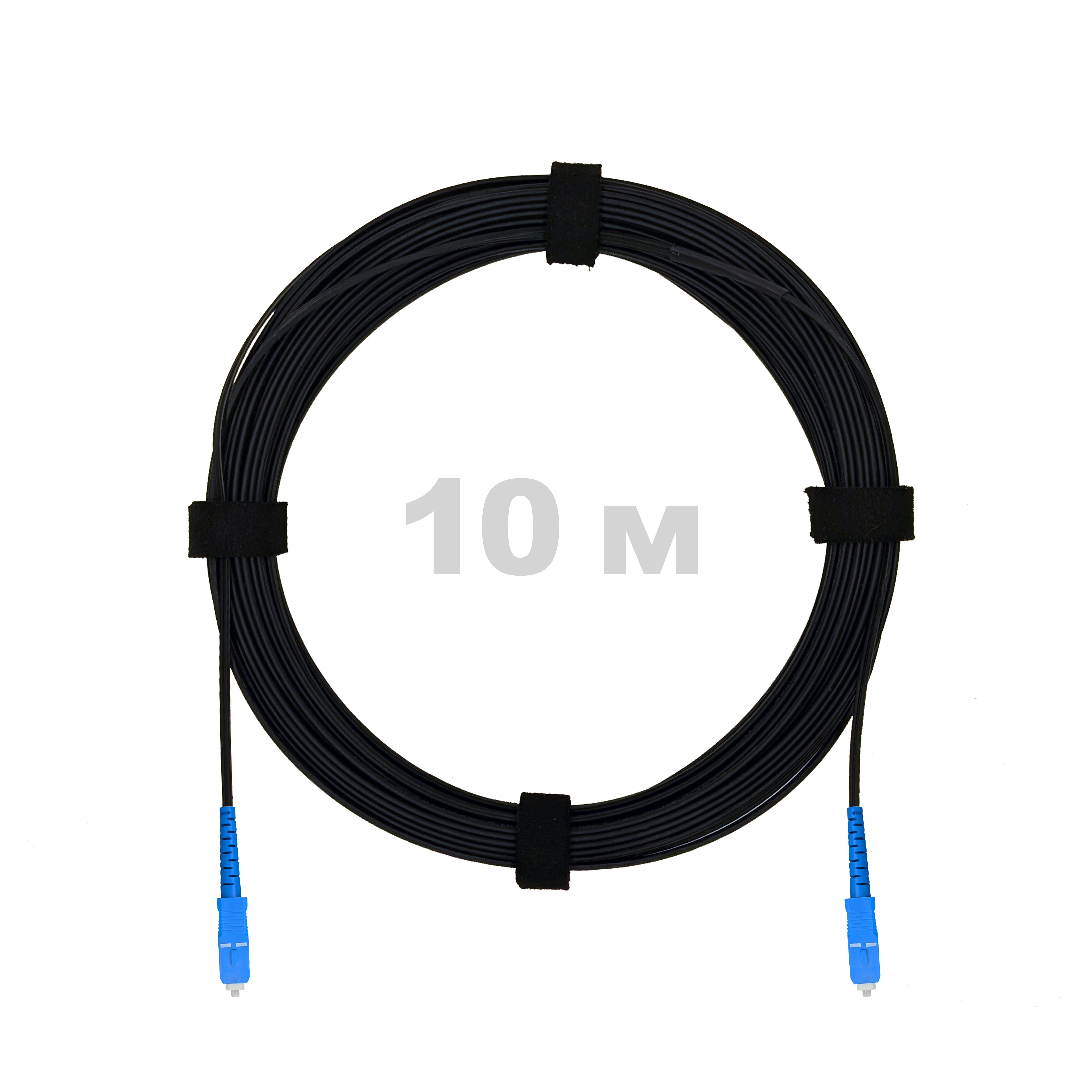 Патч-корд оптический FTTH с выносным силовым элементом, диэлектрик FRP, G.657, LSZH, 2 SC/UPC, чёрный, 10 м