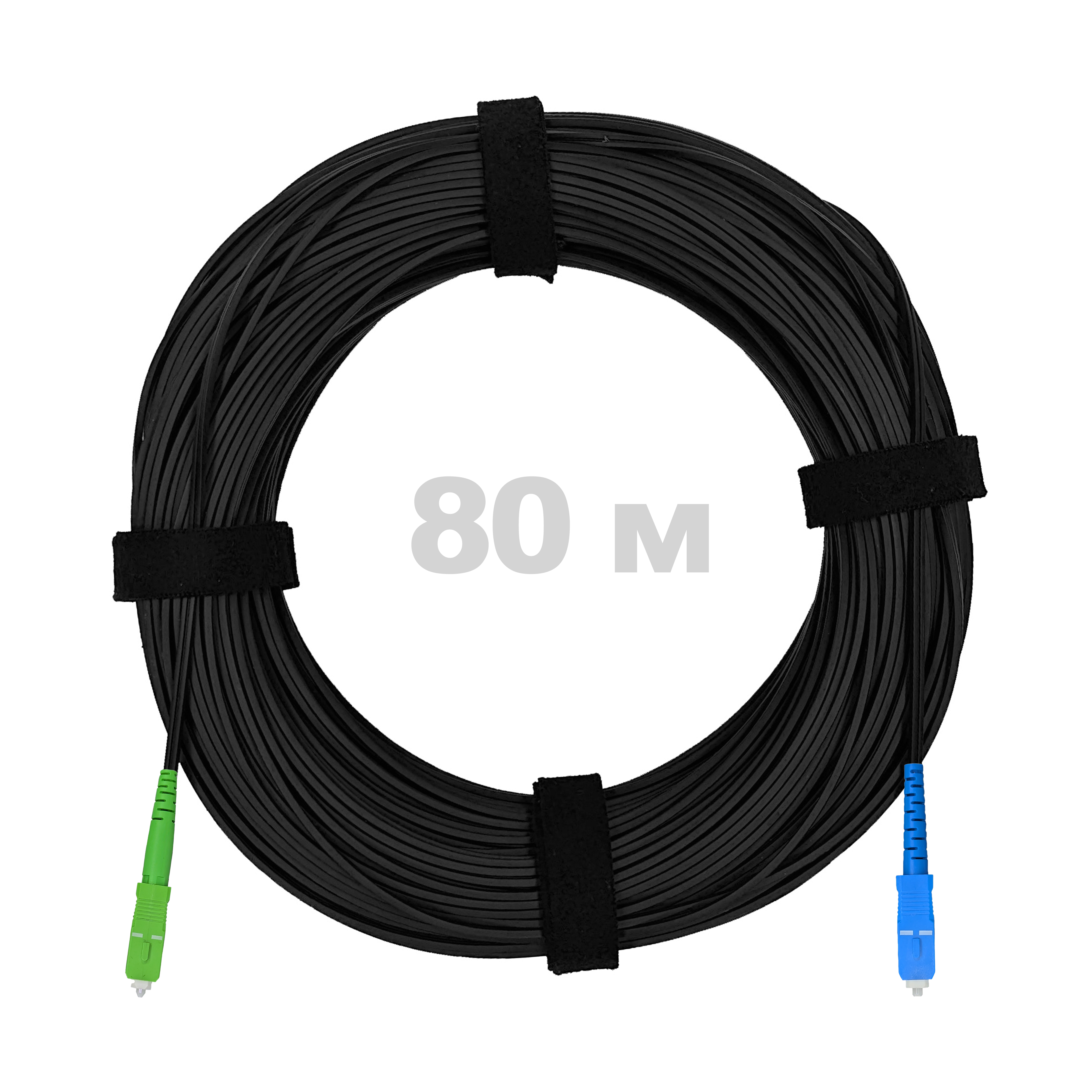 Патч-корд оптический FTTH диэлектрик FRP, G.657 LSZH SC/APC-SC/UPC, черный 80 м.