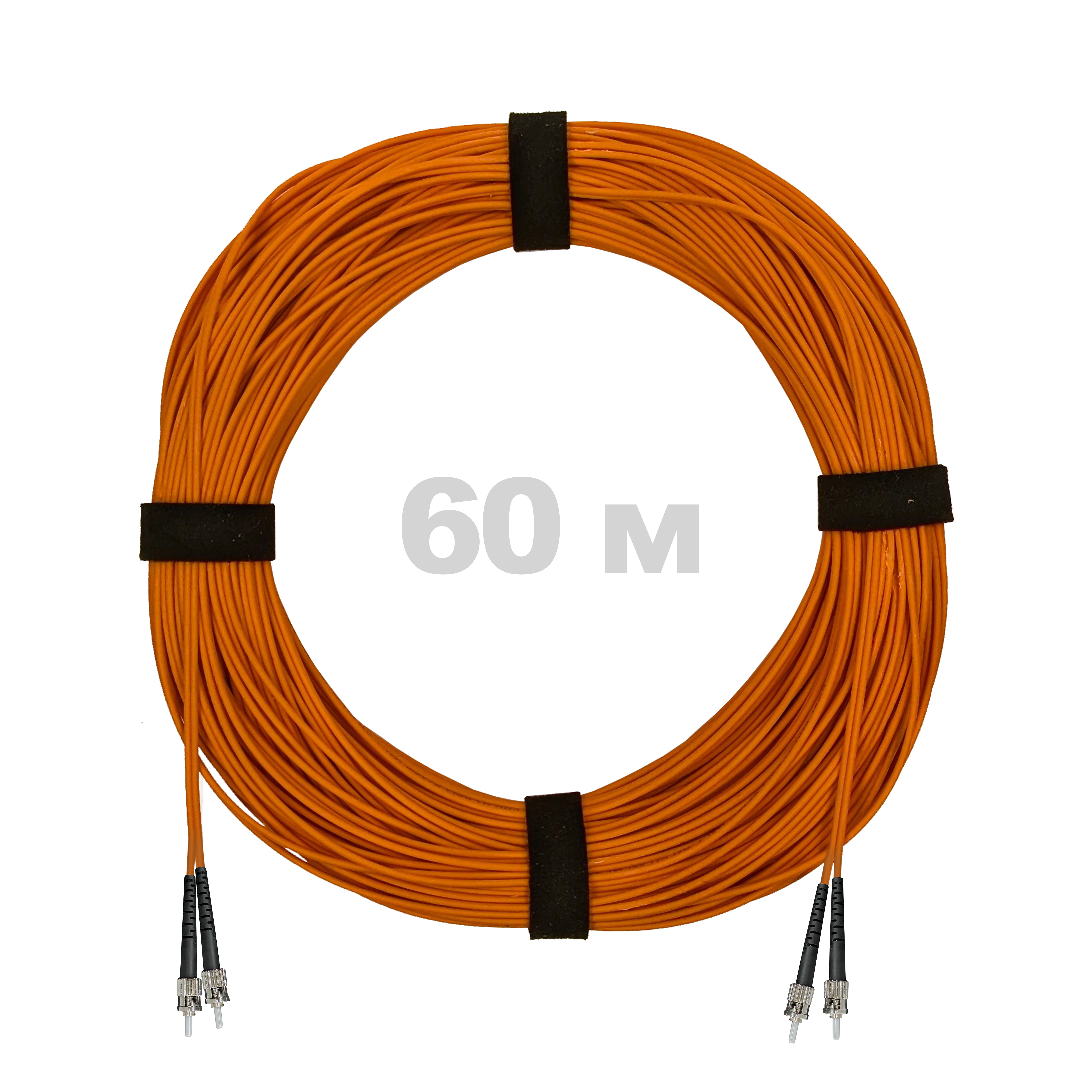 Патч-корд оптический ST/PC-ST/PC MM (OM2) 3mm duplex LSZH,  60 м.