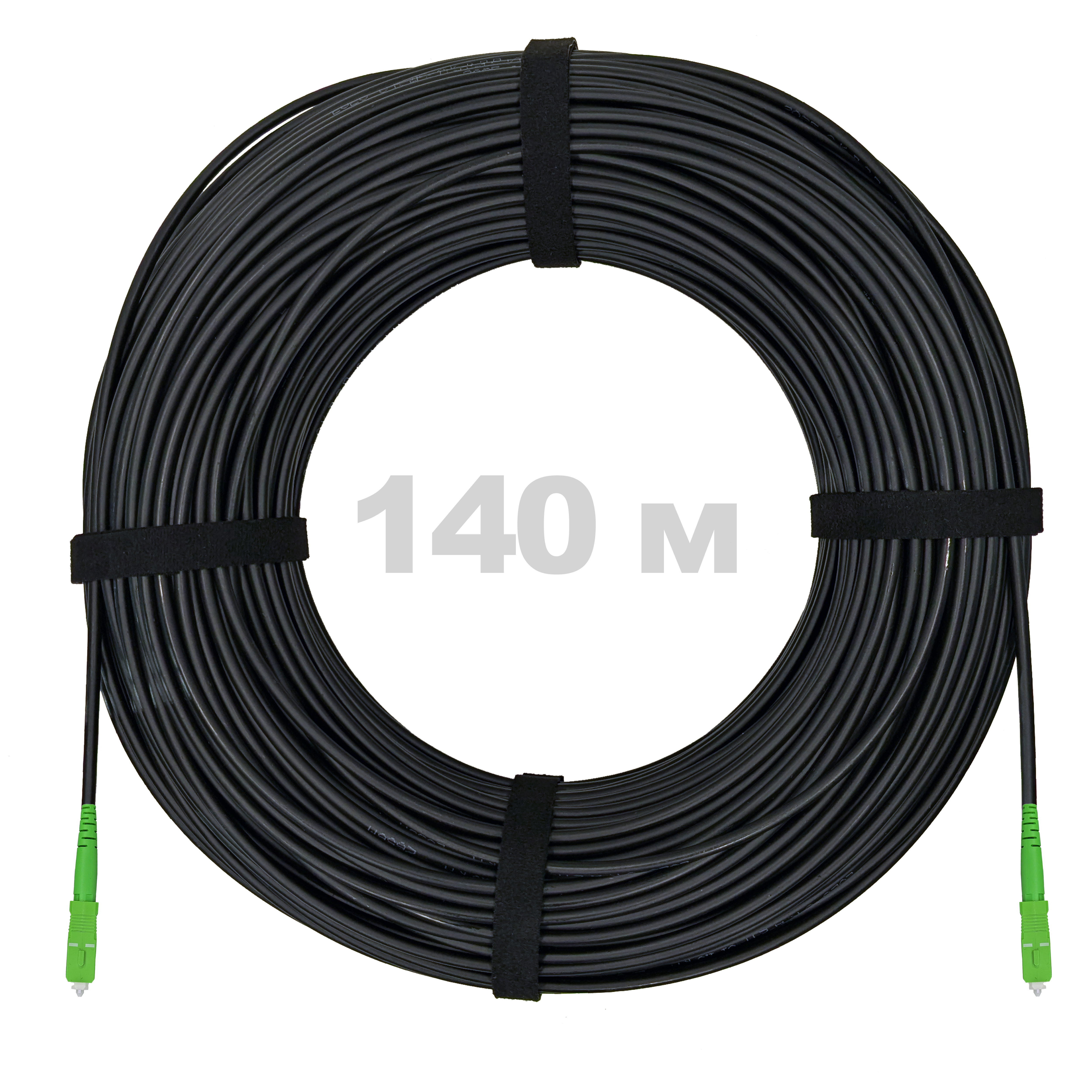 Патч-корд самонесущий дроп круглый, диэлектрик FRP, G.657, 1,5кН 2SC/APC, черный, 140 м.