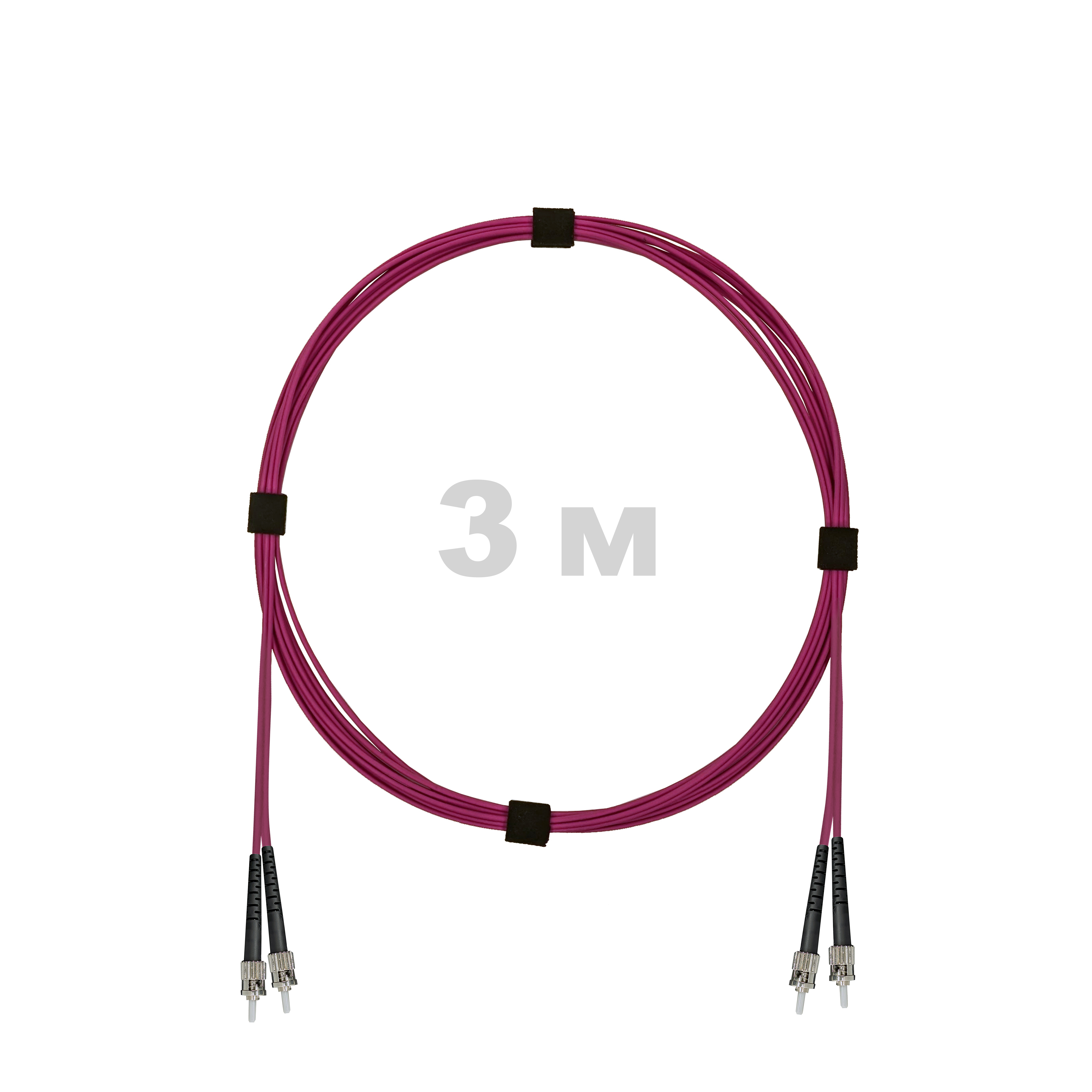 Патч-корд оптический ST/PC-ST/PC MM (OM4) 2mm duplex LSZH,  3 м.