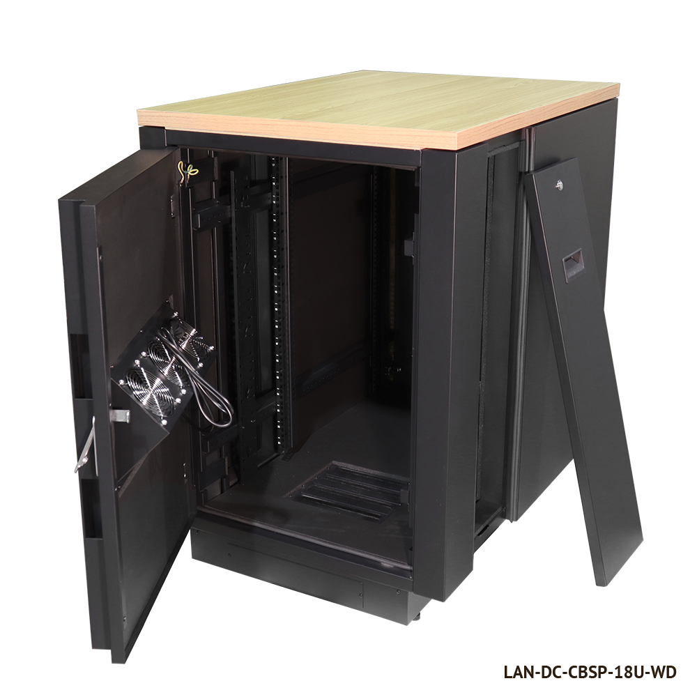 Шкаф LANMASTER SOUNDPROOF звукоизолированный 24U 750x1130 мм, отделка под дерево, цвет лиственница__