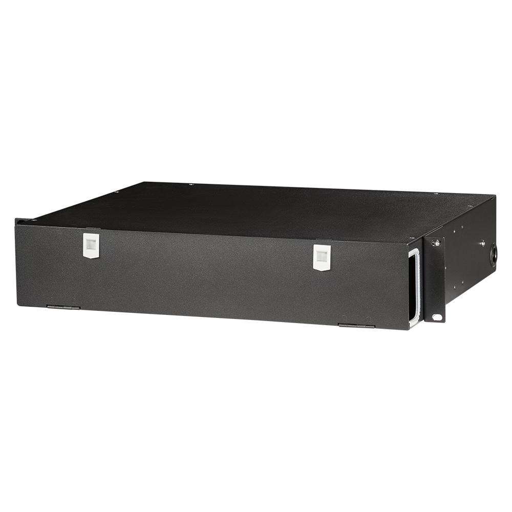 19" органайзер оптических шнуров с телескопической полкой, 2U, черный__