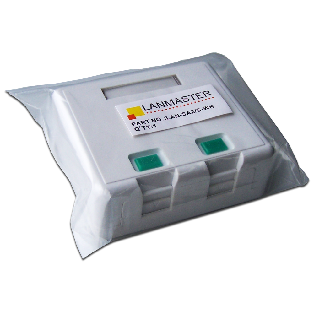 Коробка настенная на 2 кейстоуна, с защитными шторками, белая__