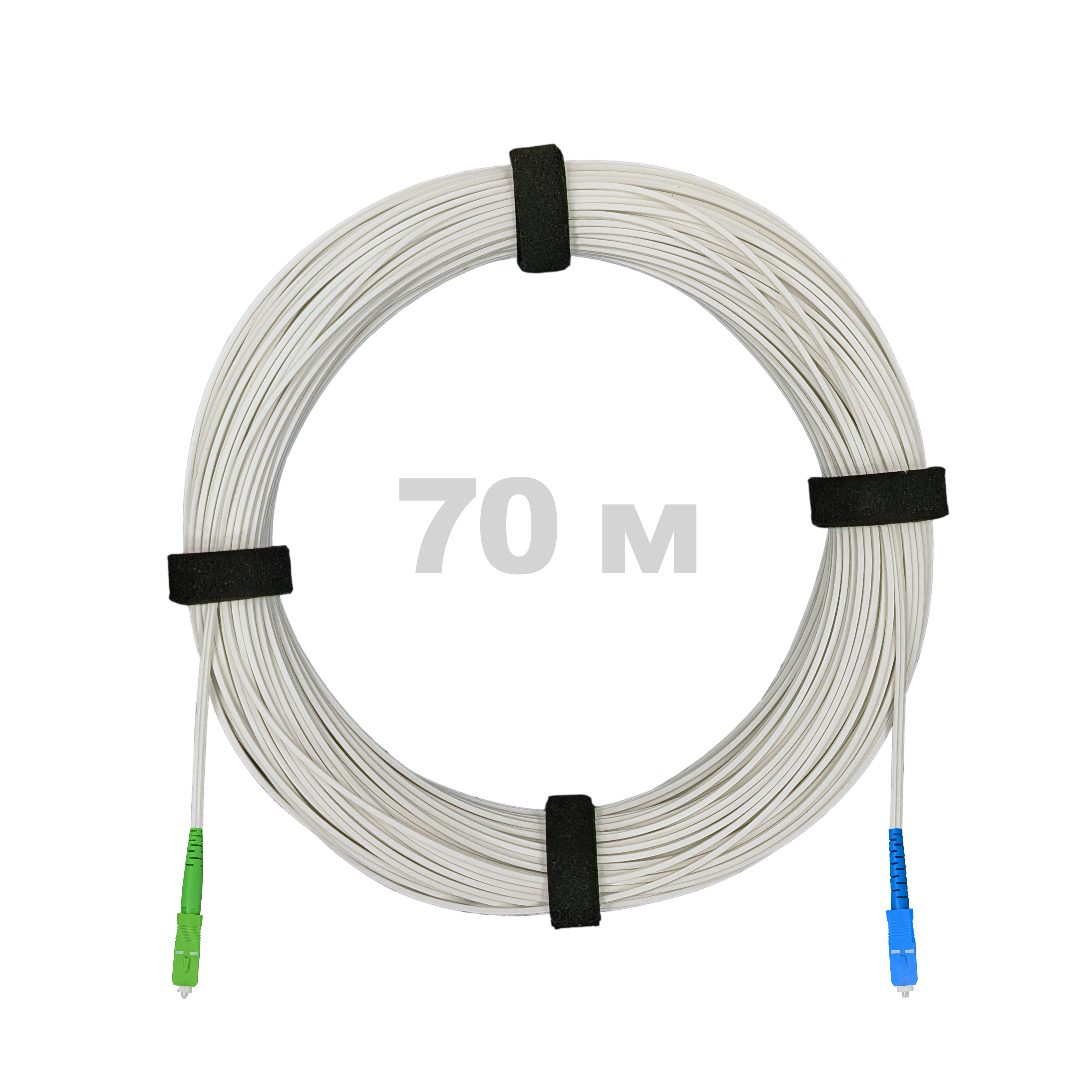 Патч-корд оптический FTTH диэлектрик FRP, G.657 LSZH SC/APC-SC/UPC, белый 70 м.