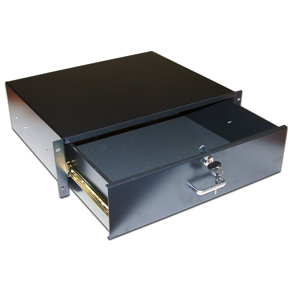 Ящик выдвижной 19", с замком, 5U, черный__