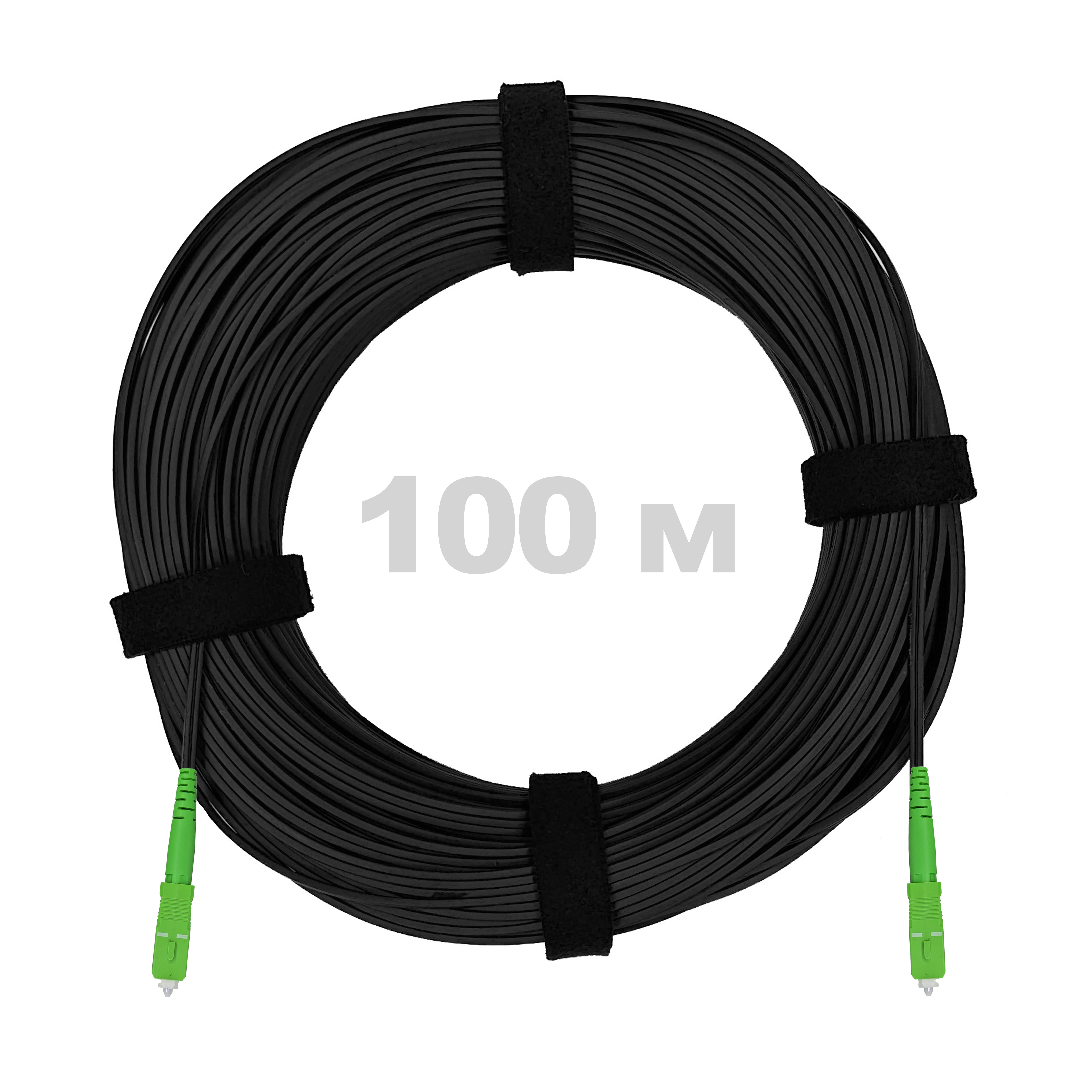 Патч-корд оптический FTTH диэлектрик FRP, G.657 LSZH 2SC/APC, черный 100 м.