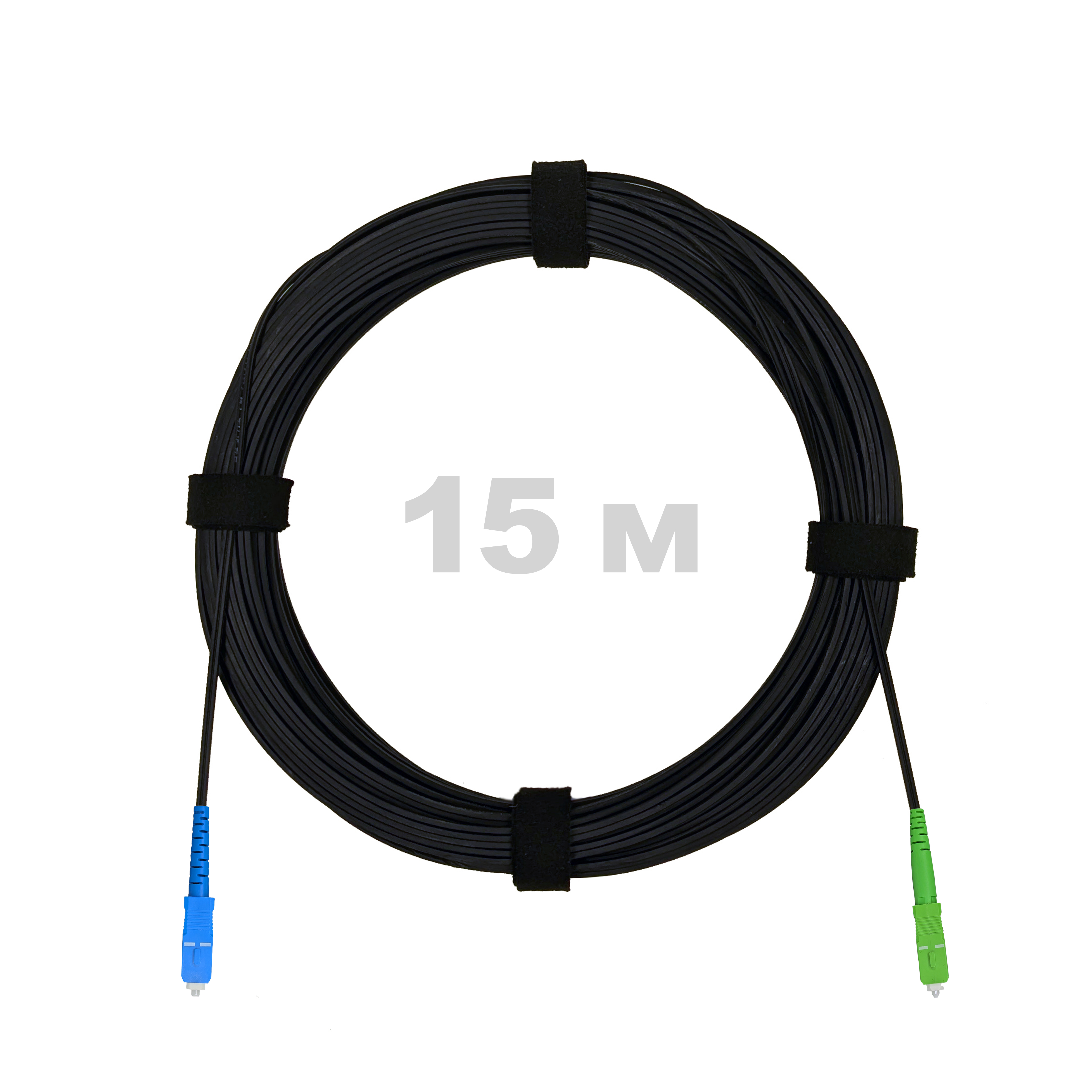 Патч-корд оптический FTTH комбинированный, диэлектрик FRP, G.657 LSZH SC/APC-SC/UPC, черный 15 м