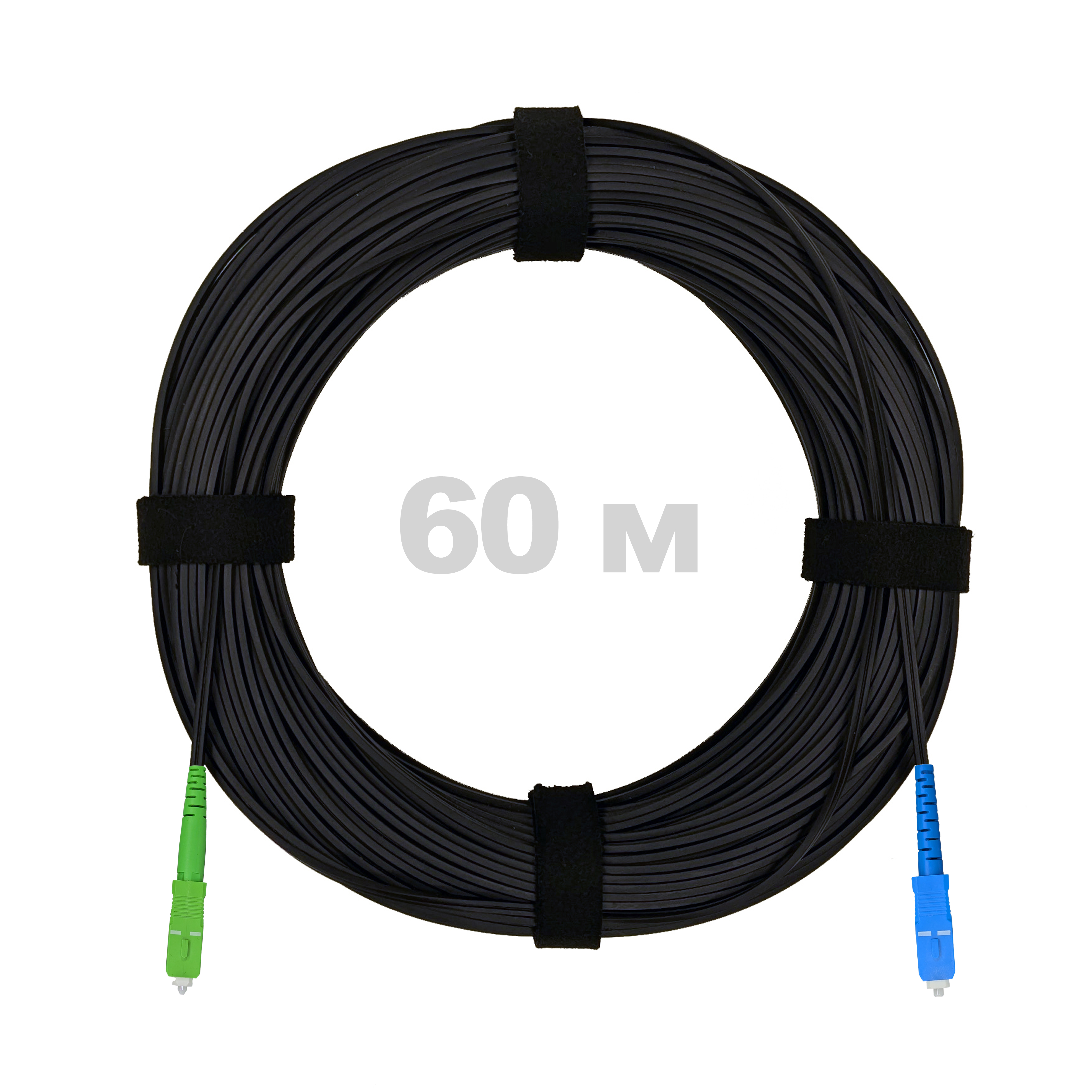 Патч-корд оптический FTTH диэлектрик FRP, G.657 LSZH SC/APC-SC/UPC, черный 60 м.