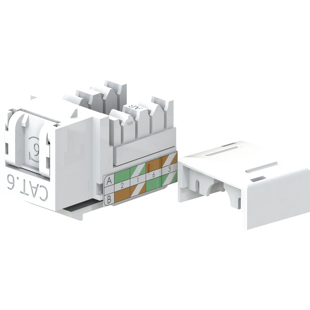 Модуль Keystone, RJ45, кат.6, UTP, 90 градусов, со встроенной шторкой, белый