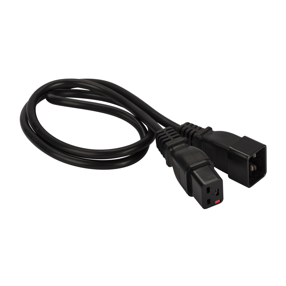 Шнур питания с блокировкой C19-C20, 3х1.5, 220В, 16А, черный, 2 метра