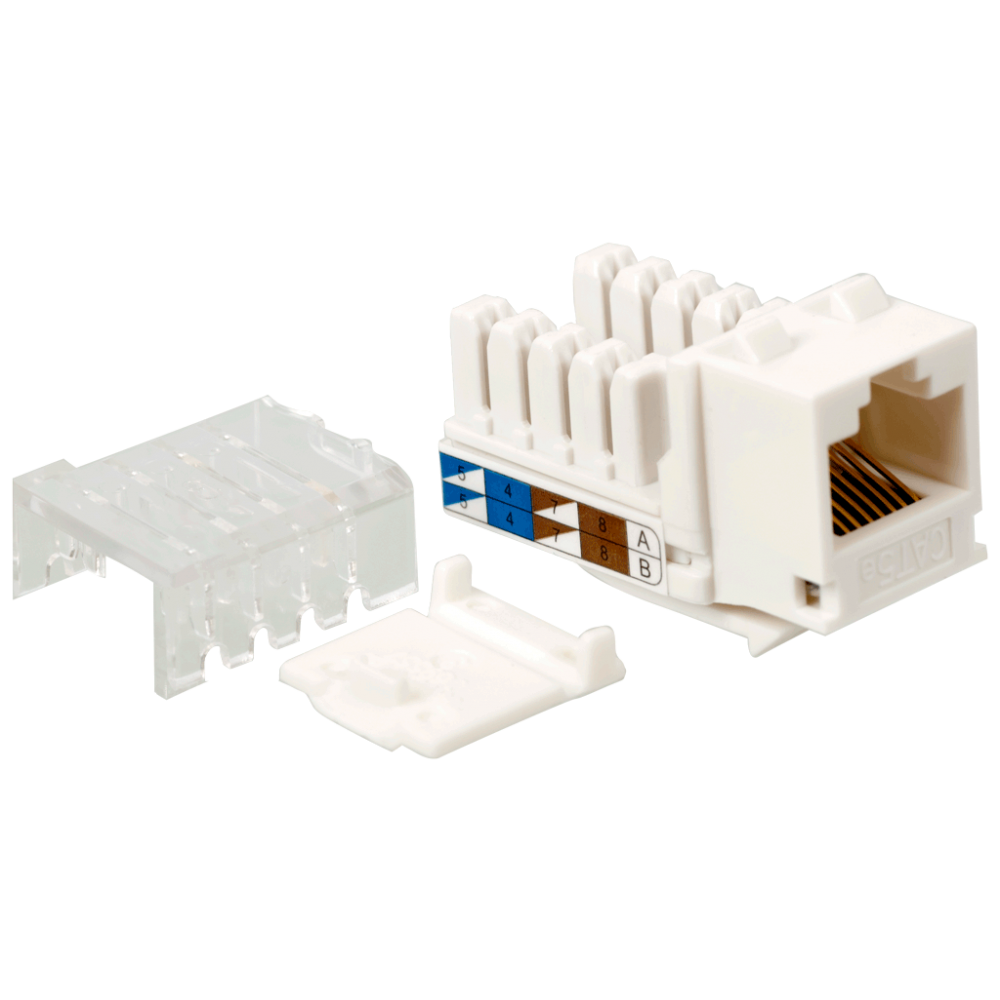 Модуль Keystone, RJ45, кат.5E, UTP, 90 градусов, узкий, со шторкой, белый