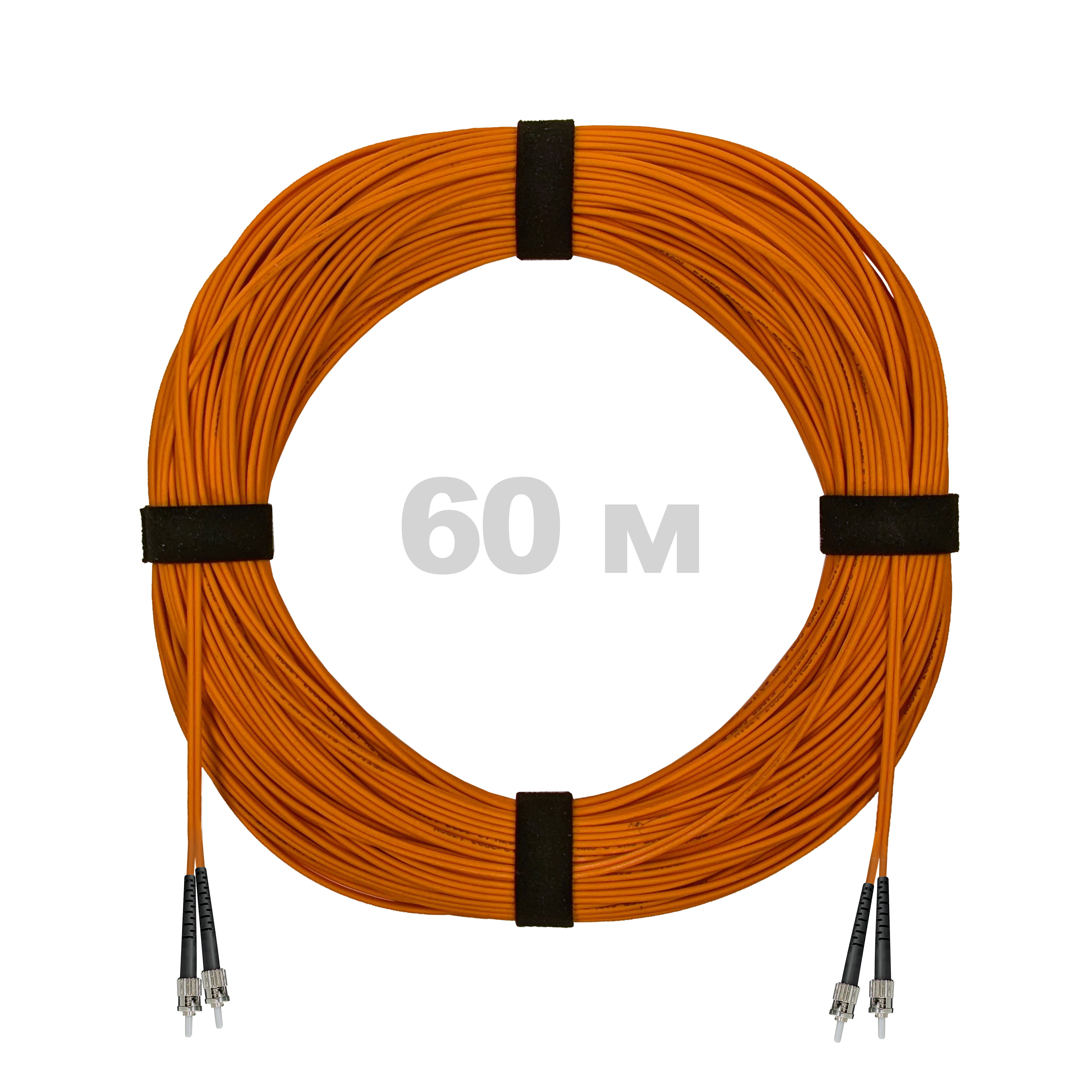 Патч-корд оптический ST/PC-ST/PC MM (OM2) 2mm duplex LSZH,  60 м.
