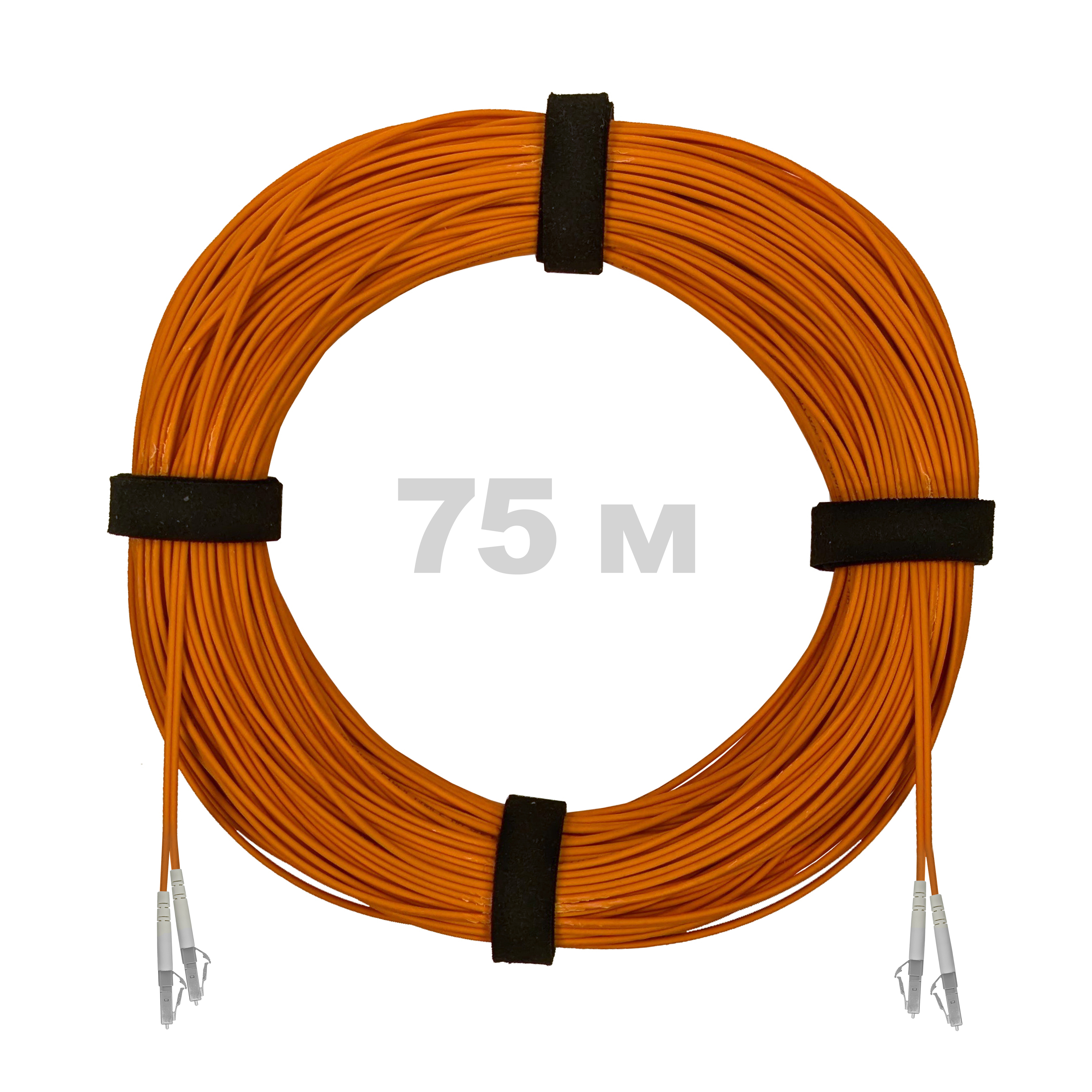 Патч-корд оптический LC/UPC-LC/UPC MM (OM2) 3mm duplex LSZH,  75 м.