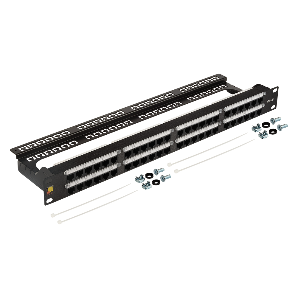 Патч-панель 19" высокой плотности, 48 портов RJ45, неэкранированная, кат.6, 1U