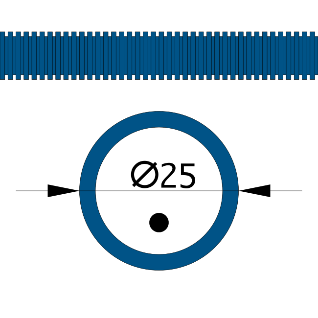 Труба гофрированная ПП лёгкая 350 Н безгалогенная (HF) синяя с/з д25 (50м/2600м уп/пал)