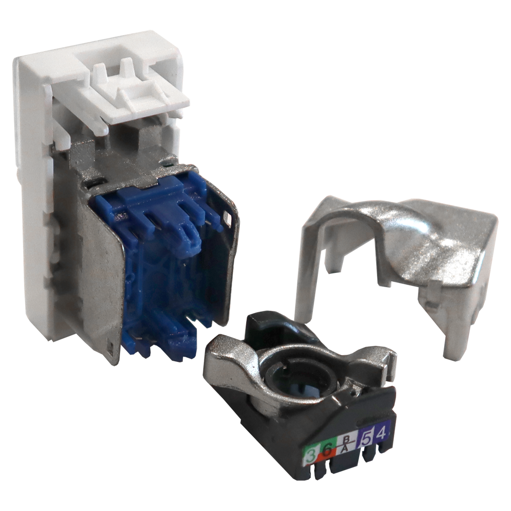 Вставка Mosaic 22.5x45, RJ-45 STP, кат.6, со шторкой и увеличенным окном маркировки, белая__