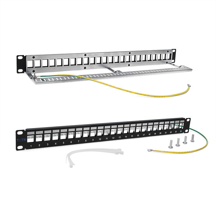 Патч-панель TWT-PP24OK-STP наборная 19", экранированная, 24 порта, 1U,