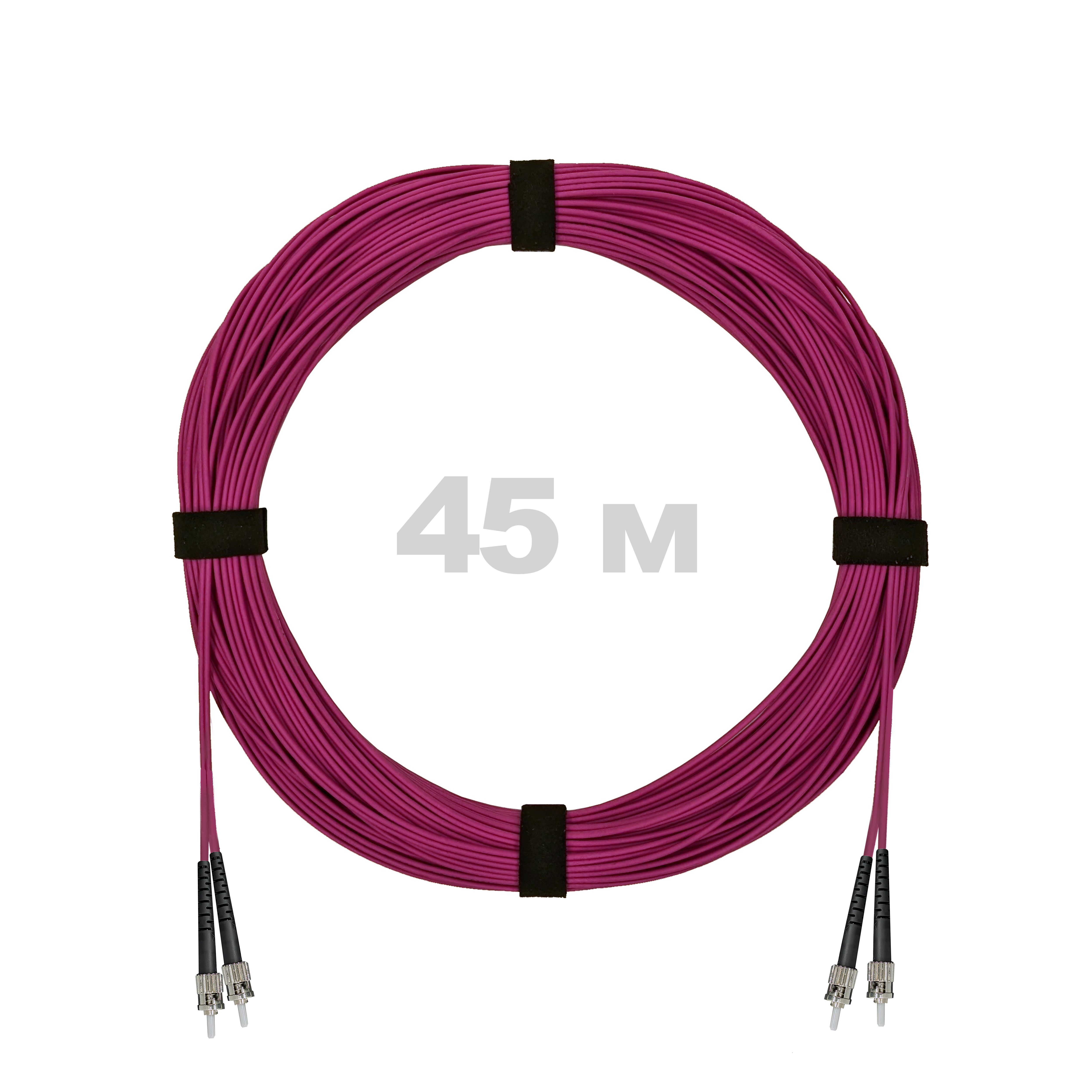 Патч-корд оптический ST/PC-ST/PC MM (OM4) 2mm duplex LSZH,  45 м.