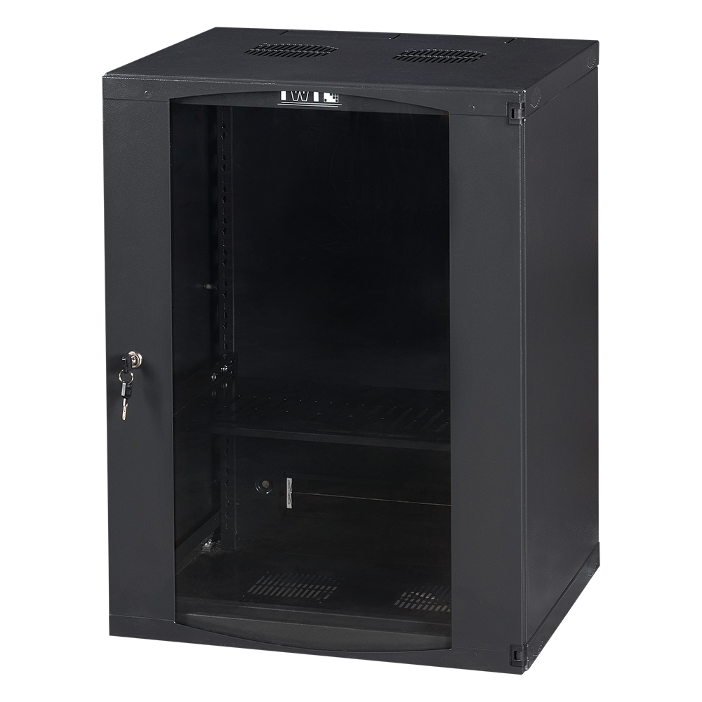 Шкаф настенный Next, 15U 550x600, стеклянная дверь, черный