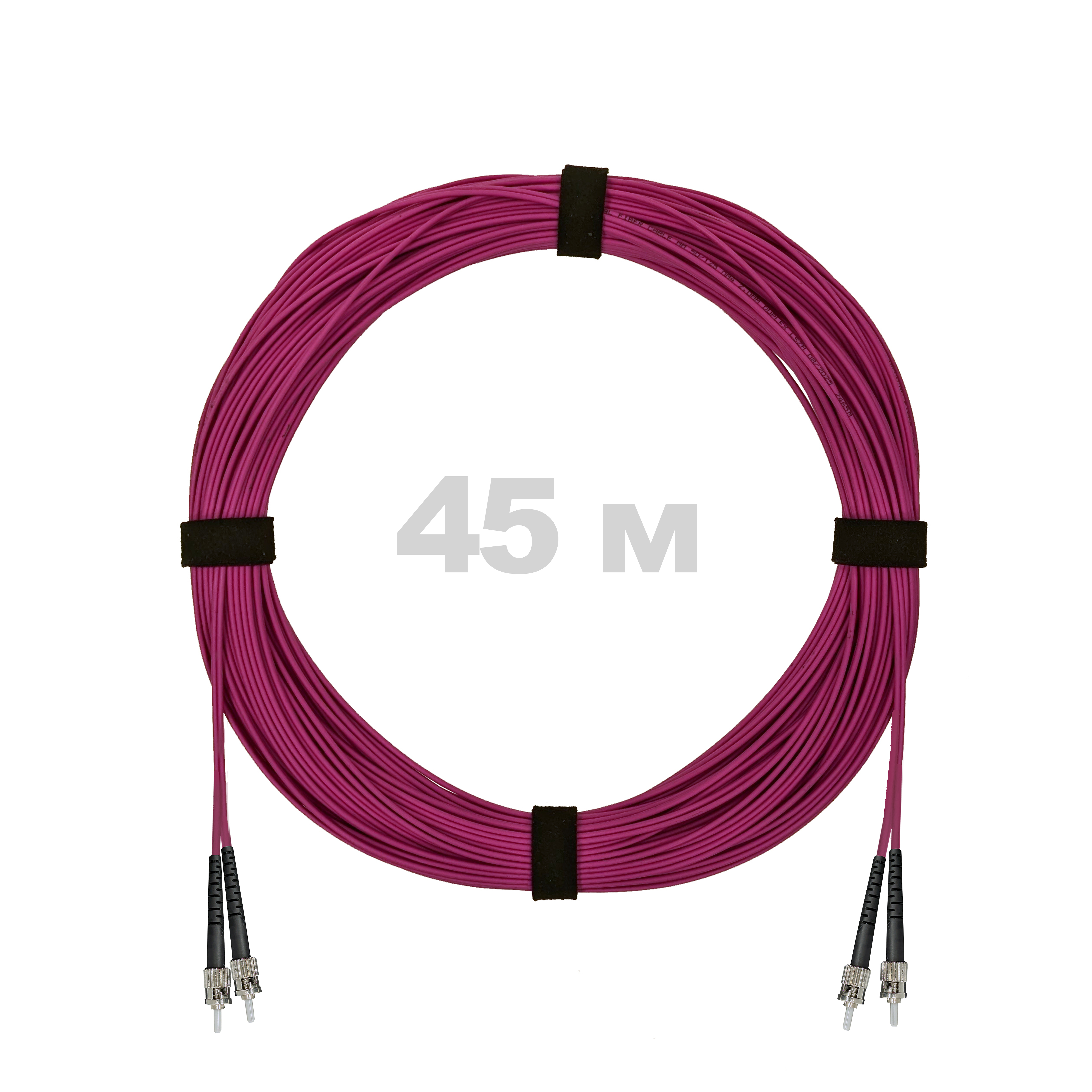 Патч-корд оптический ST/PC-ST/PC MM (OM4) 3mm duplex LSZH,  45 м.