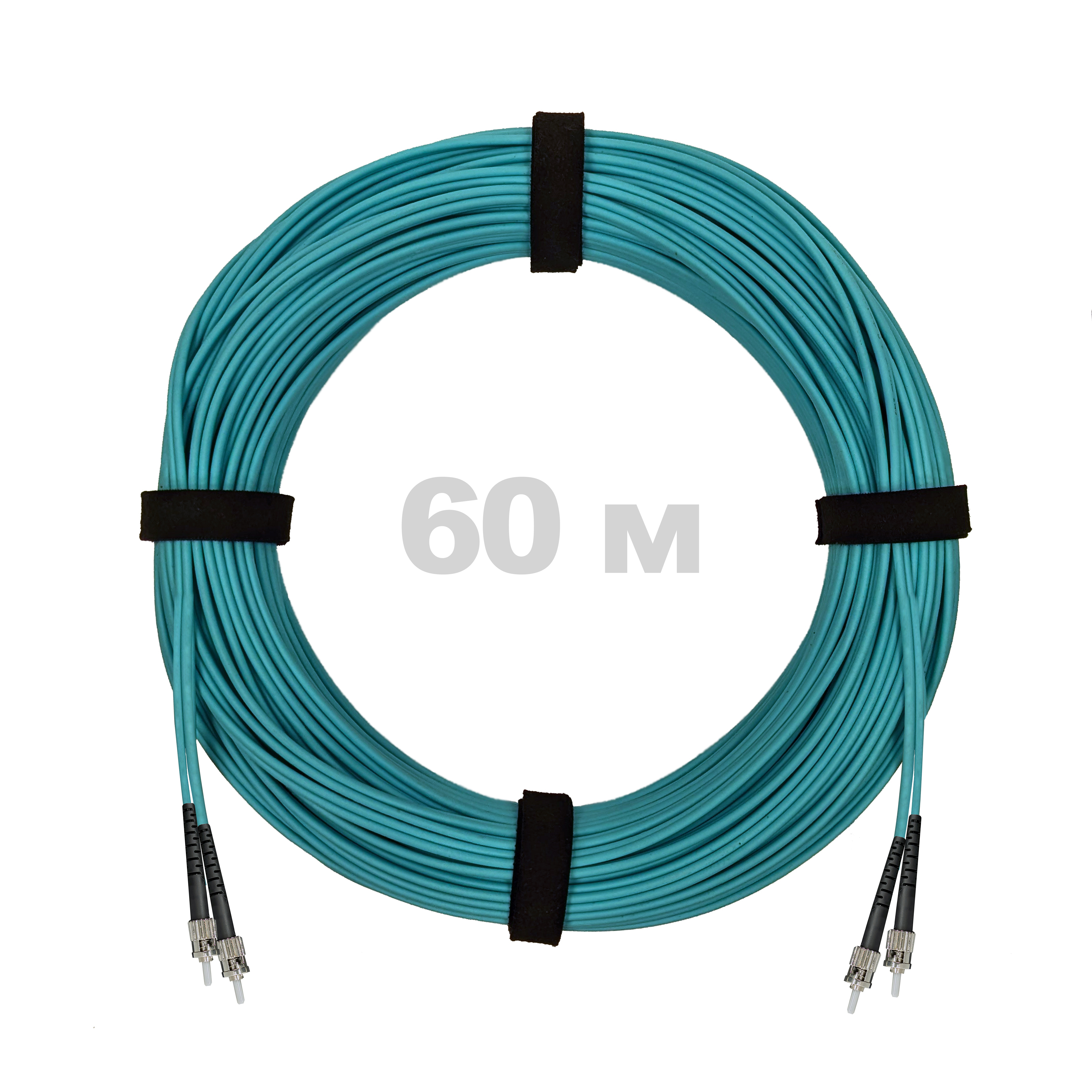Патч-корд оптический ST/PC-ST/PC MM (OM3) 2mm duplex LSZH,  60 м.