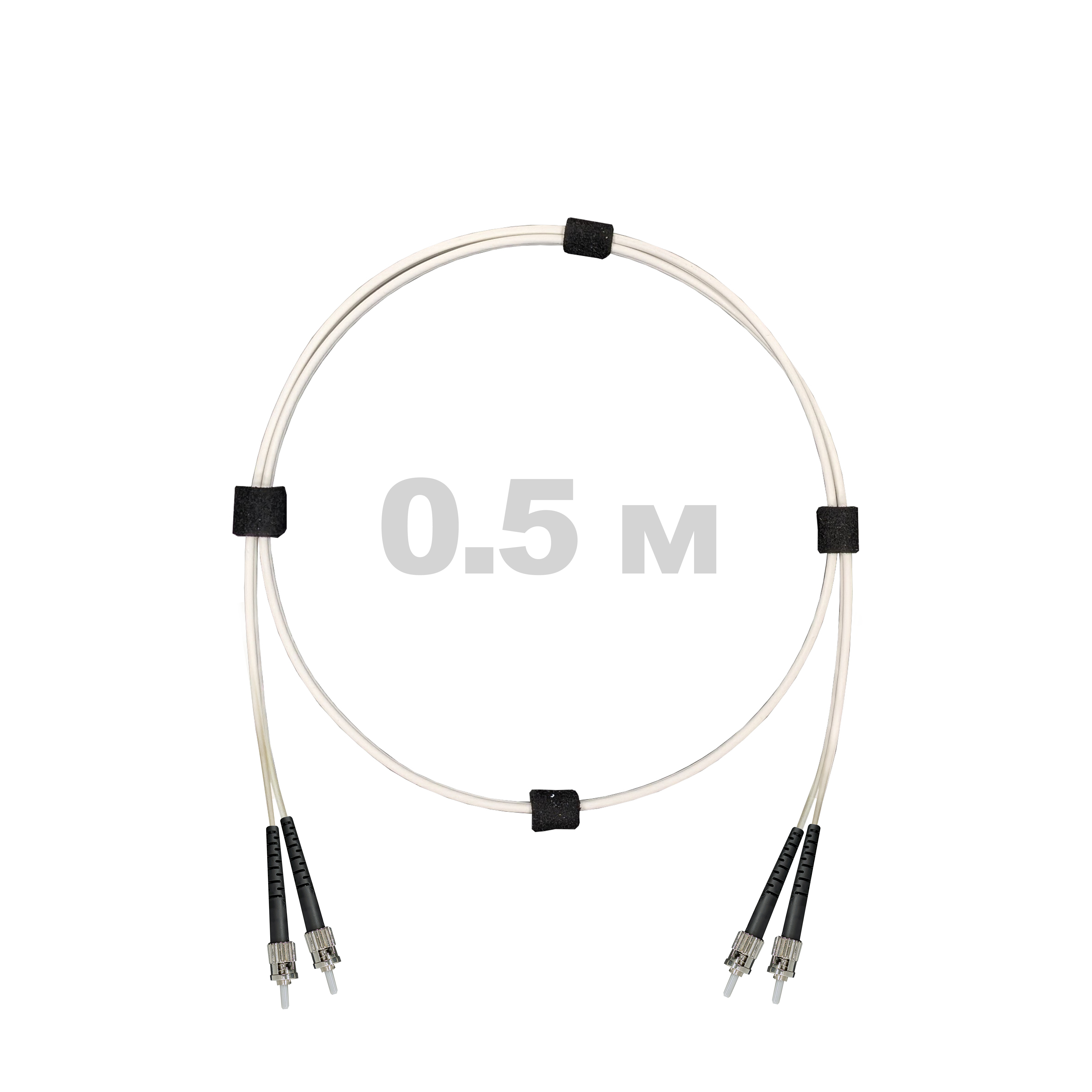 Патч-корд оптический армированный бронированный ST/PC-ST/PC SM (G.657A1) Duplex 2.0mm LSZH, ,белый, 0.5 м.