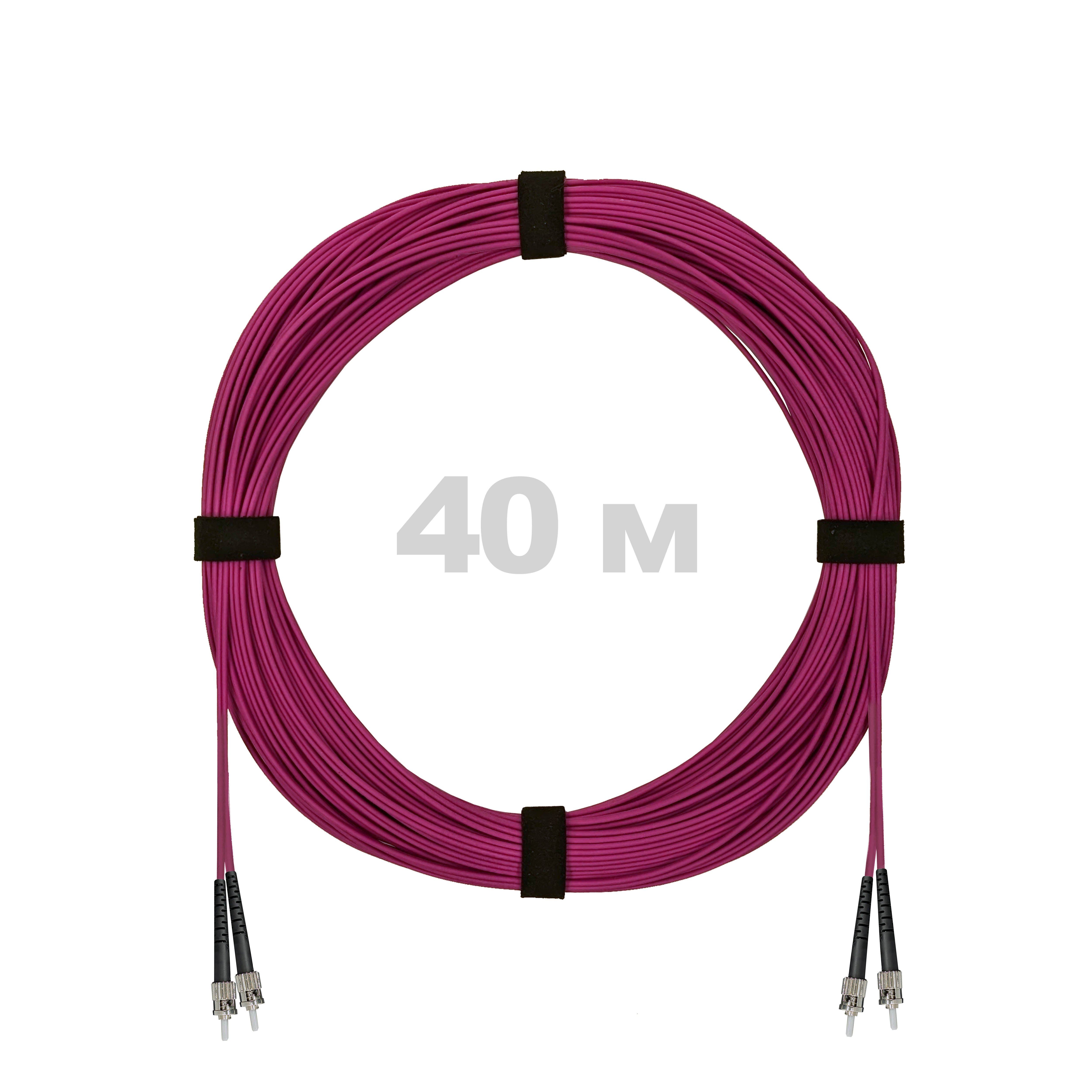 Патч-корд оптический ST/PC-ST/PC MM (OM4) 2mm duplex LSZH,  40 м.