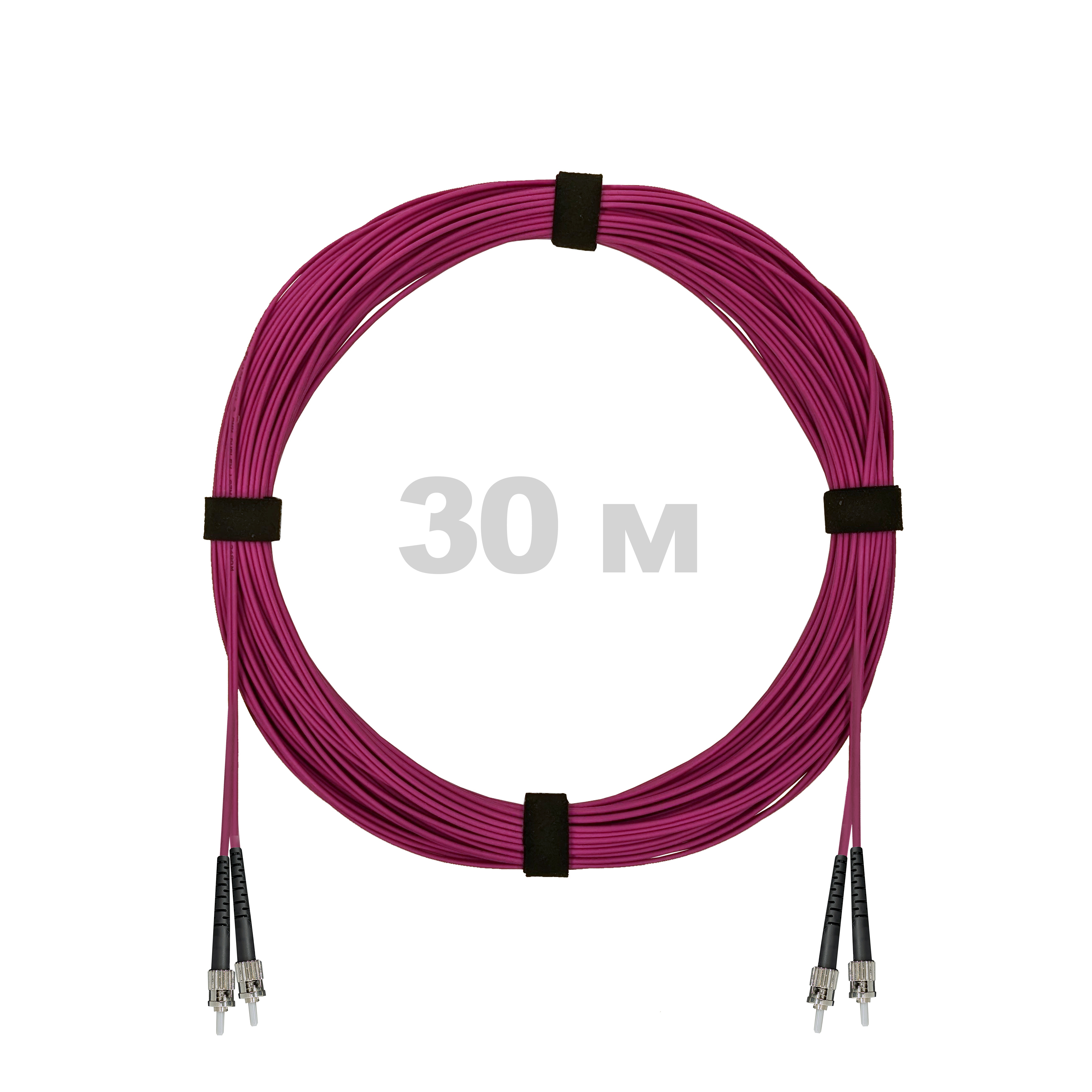 Патч-корд оптический ST/PC-ST/PC MM (OM4) 2mm duplex LSZH,  30 м.