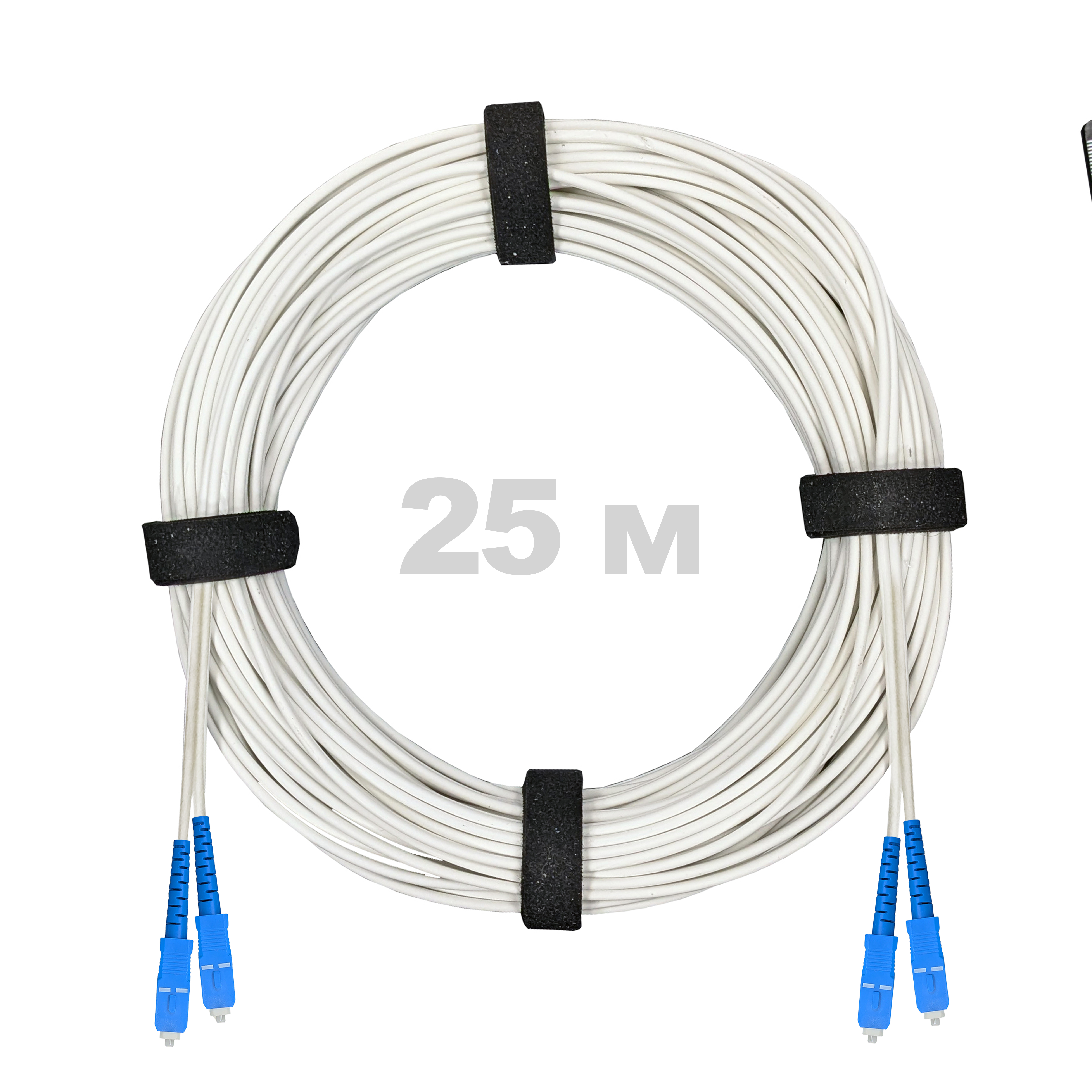 Патч-корд оптический армированный бронированный SC/UPC-SC/UPC SM (G.657A1) Duplex 2.0mm LSZH, ,белый, 25 м.