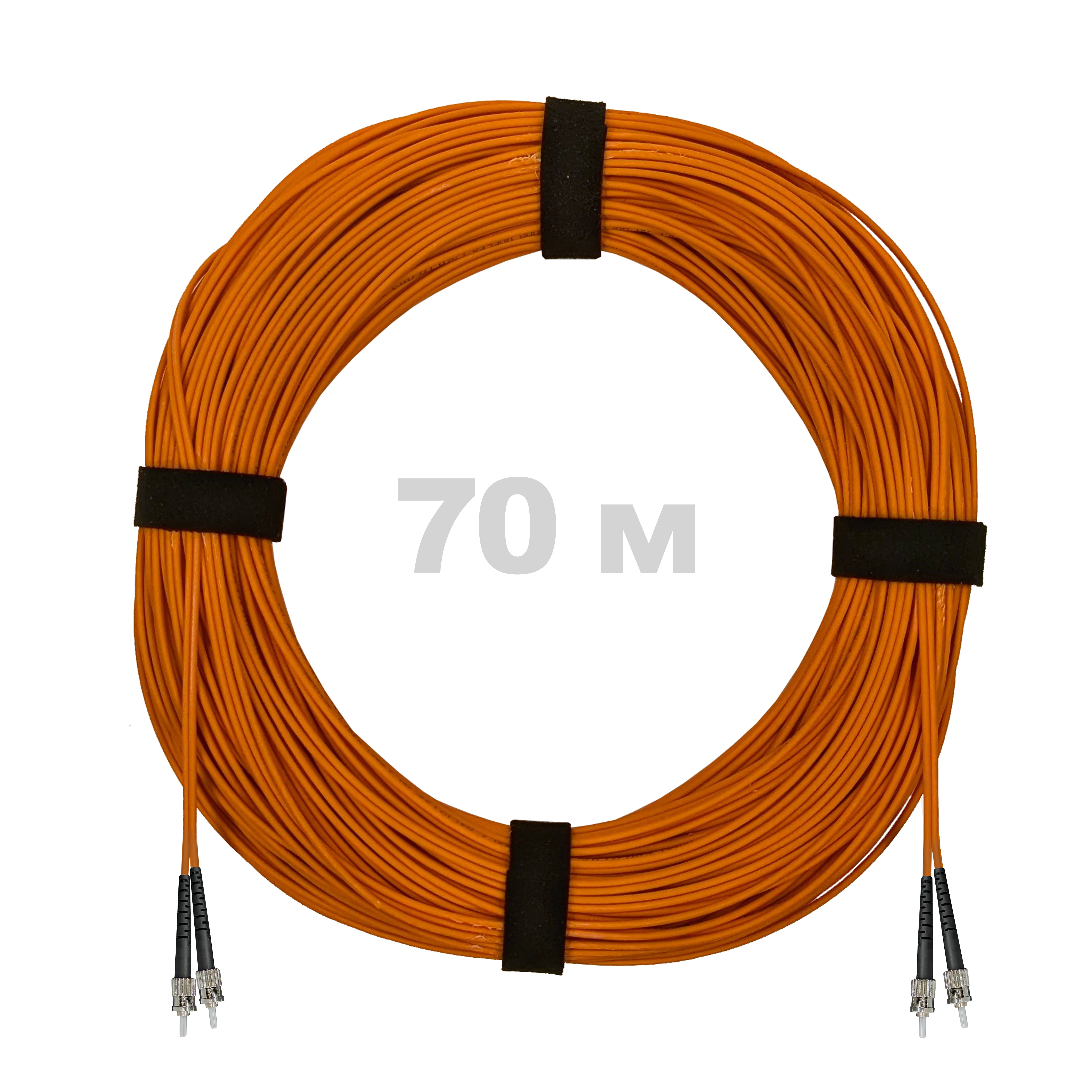 Патч-корд оптический ST/PC-ST/PC MM (OM2) 3mm duplex LSZH,  70 м.