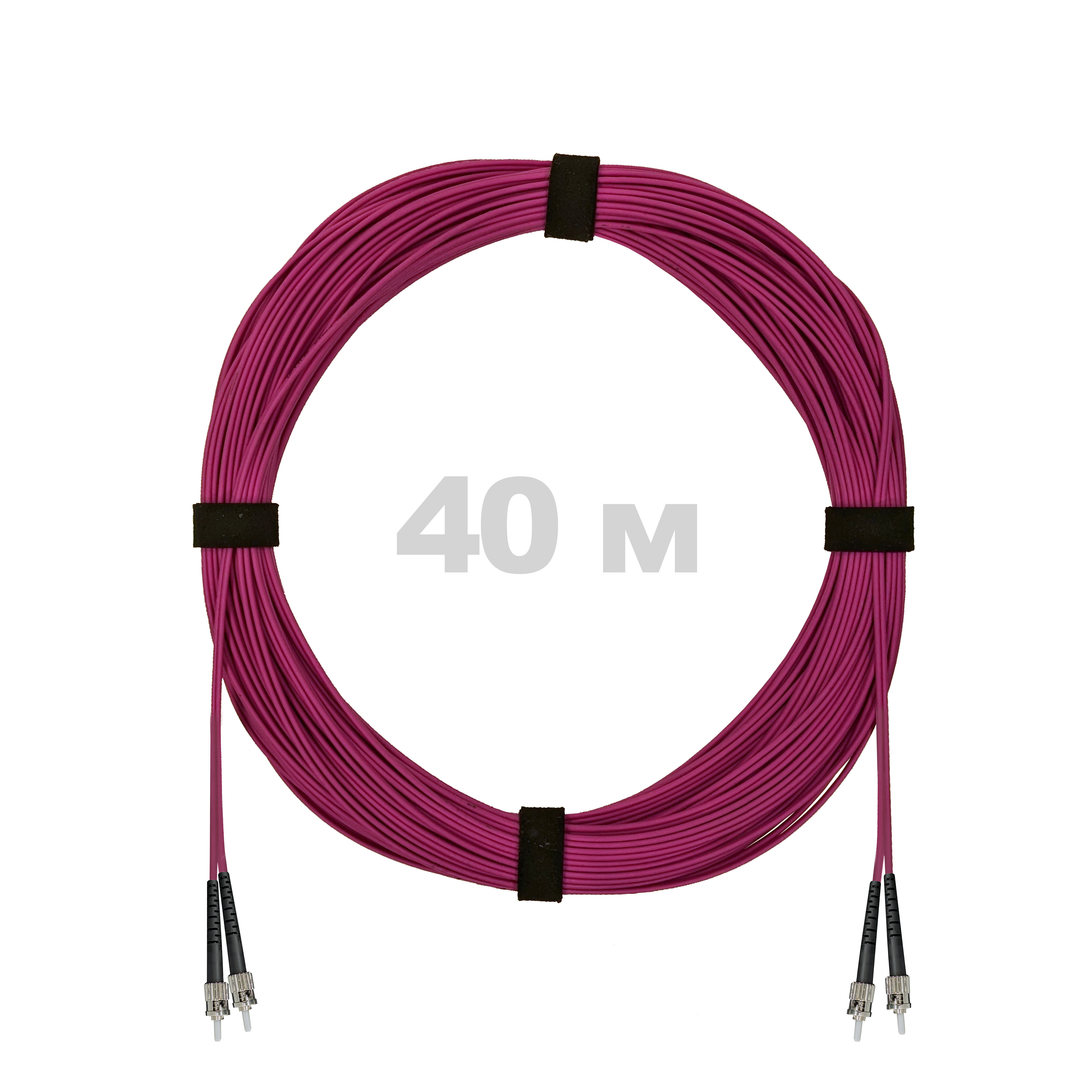 Патч-корд оптический ST/PC-ST/PC MM (OM4) 3mm duplex LSZH,  40 м.