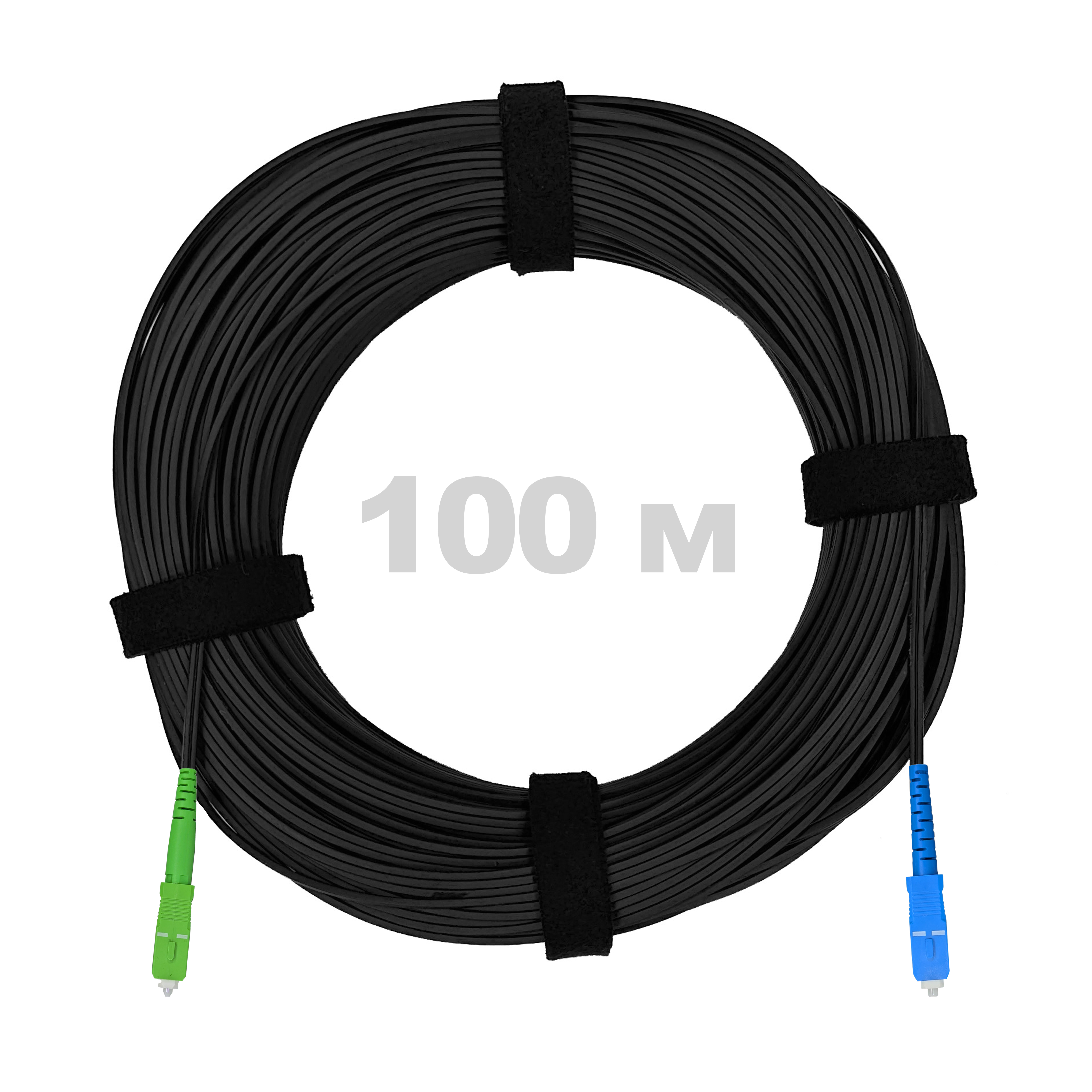 Патч-корд оптический FTTH диэлектрик FRP, G.657 LSZH SC/APC-SC/UPC, черный 100 м.