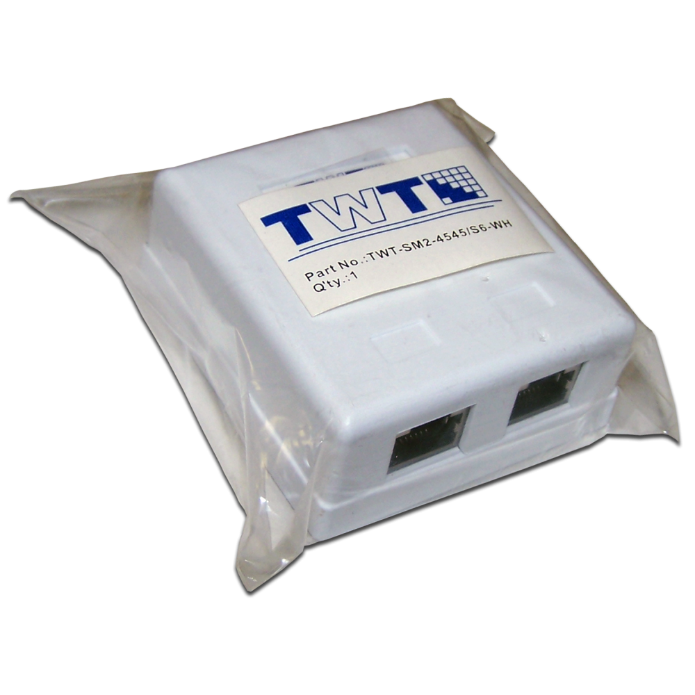 Настенная розетка, 2 порта RJ-45 категории 6, STP, белая__