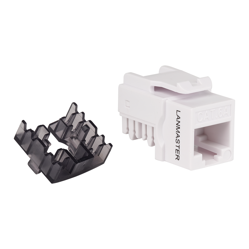 Модуль Keystone, RJ45, неэкранированный, кат.6A, без шторки, 90 градусов, белый