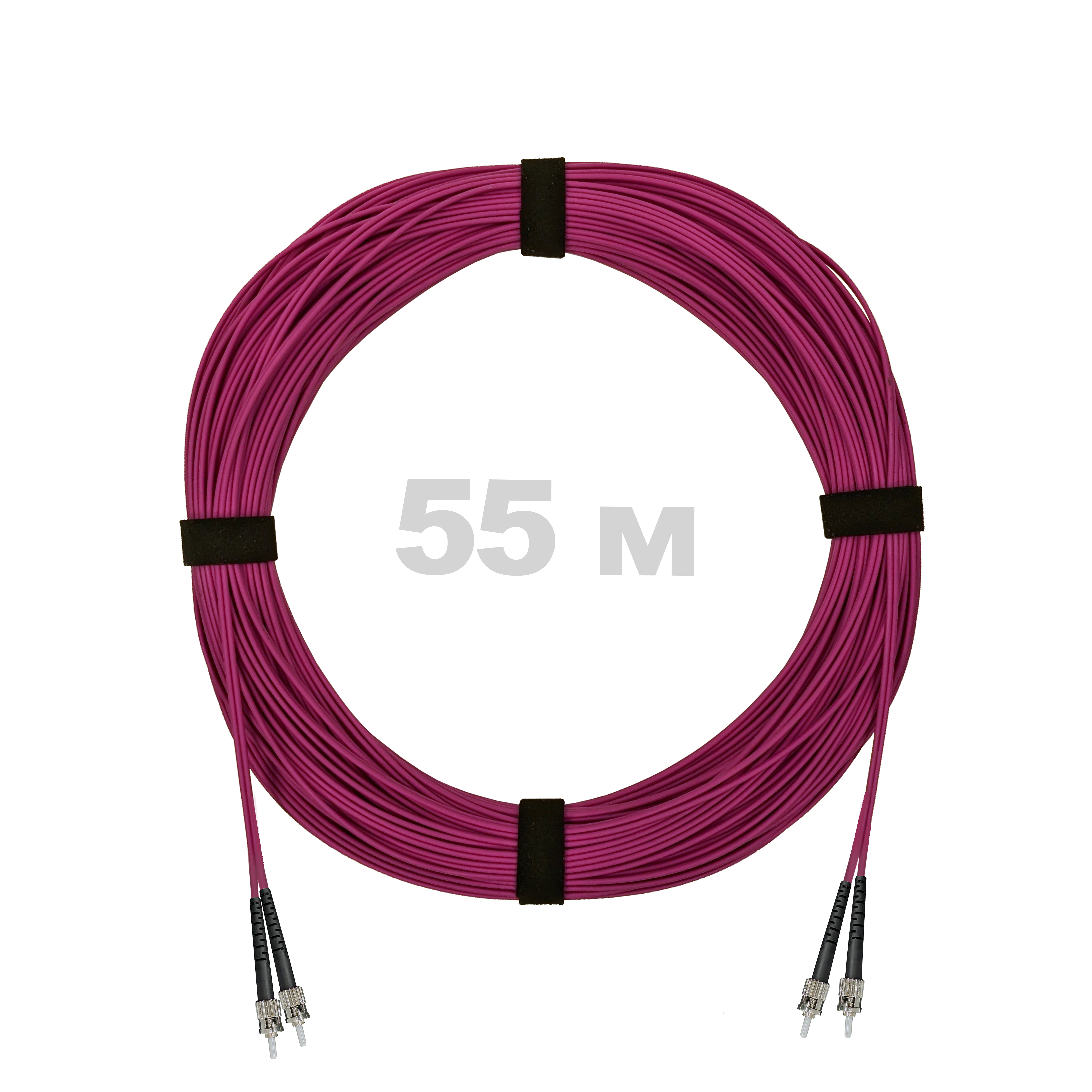 Патч-корд оптический ST/PC-ST/PC MM (OM4) 3mm duplex LSZH,  55 м.