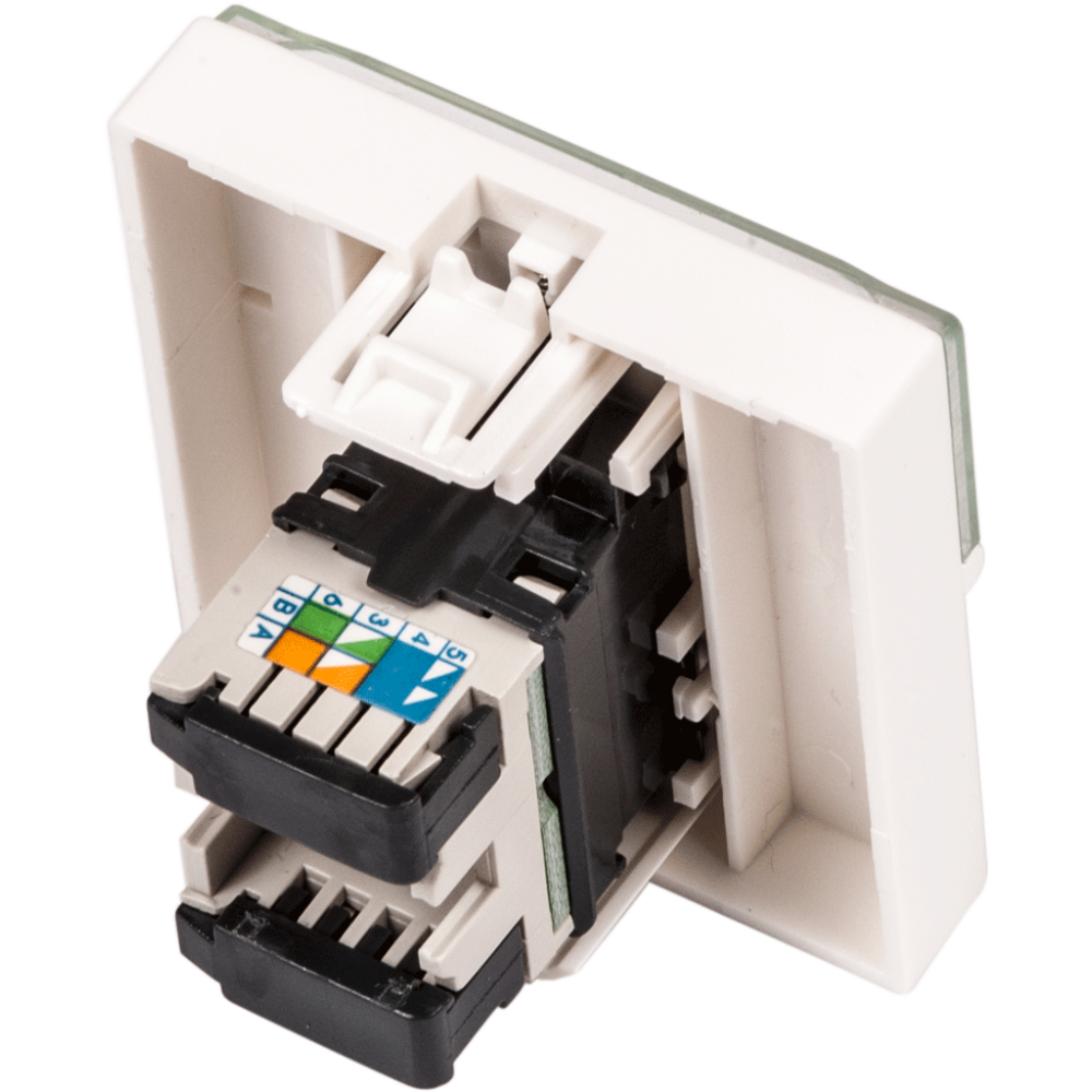 Вставка Mosaic 45x45, RJ-45 UTP, кат.5e, со шторкой и увеличенным окном маркировки, белая__