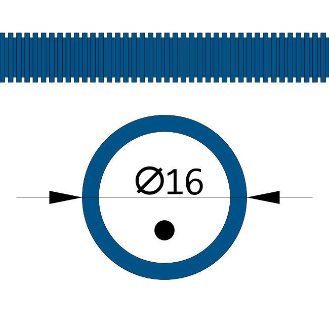 Труба гофрированная ПП лёгкая 350 Н безгалогенная (HF) синяя с/з д16 (100м/5500м уп/пал)