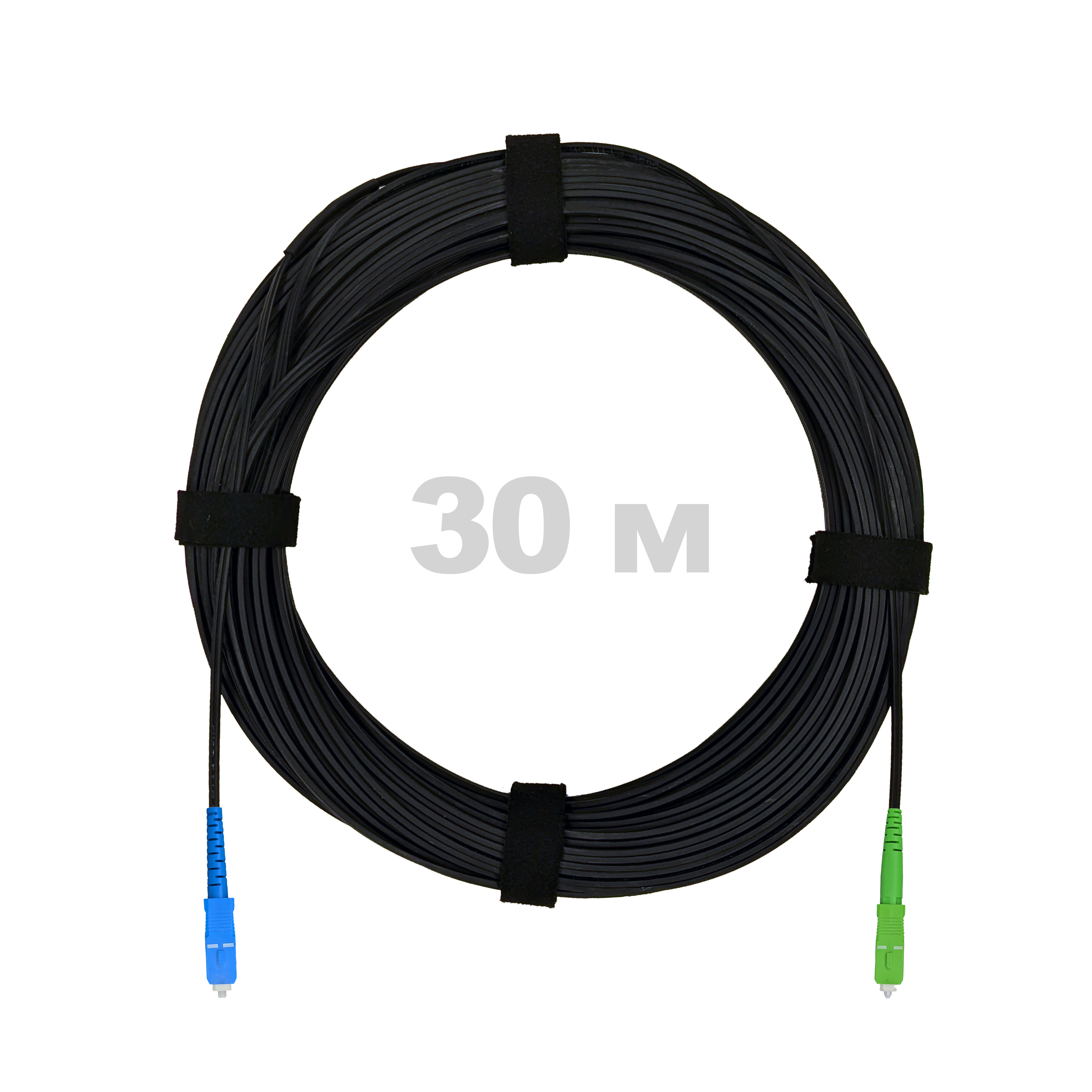 Патч-корд оптический FTTH комбинированный, диэлектрик FRP, G.657 LSZH SC/APC-SC/UPC, черный 30 м