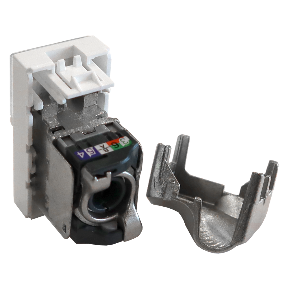 Вставка Mosaic 22.5x45, RJ-45 STP, кат.5e, со шторкой и увеличенным окном маркировки, белая__